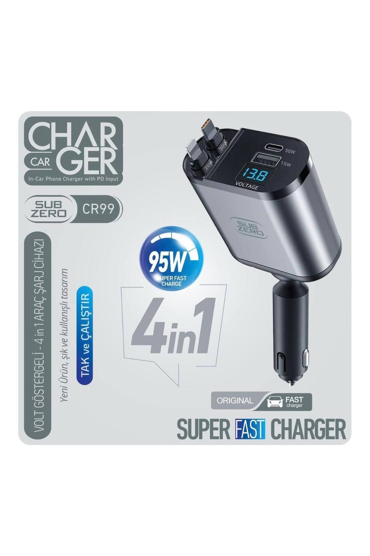 hope try CR99 VOLT GÖSTERGELİ-4in 1 ARAÇ ŞARJ CİHAZI