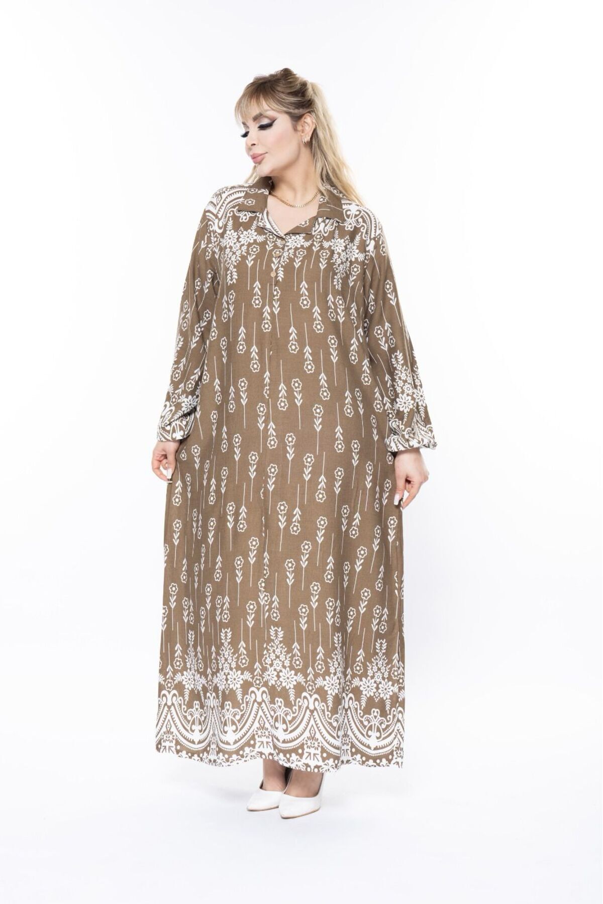 mervemoda-Women's Long Sleeve Summer Plus Size Dress 7