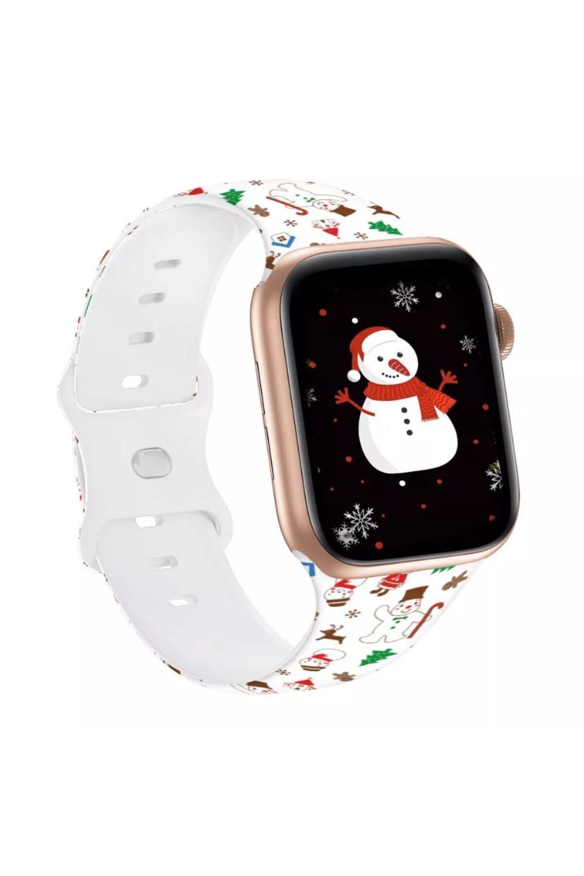 REDz Accessories-Curea de zăpadă, Sport, pentru Apple Watch, Colecția de Crăciun, silicon, albă - 44/45/46/49 mm 4
