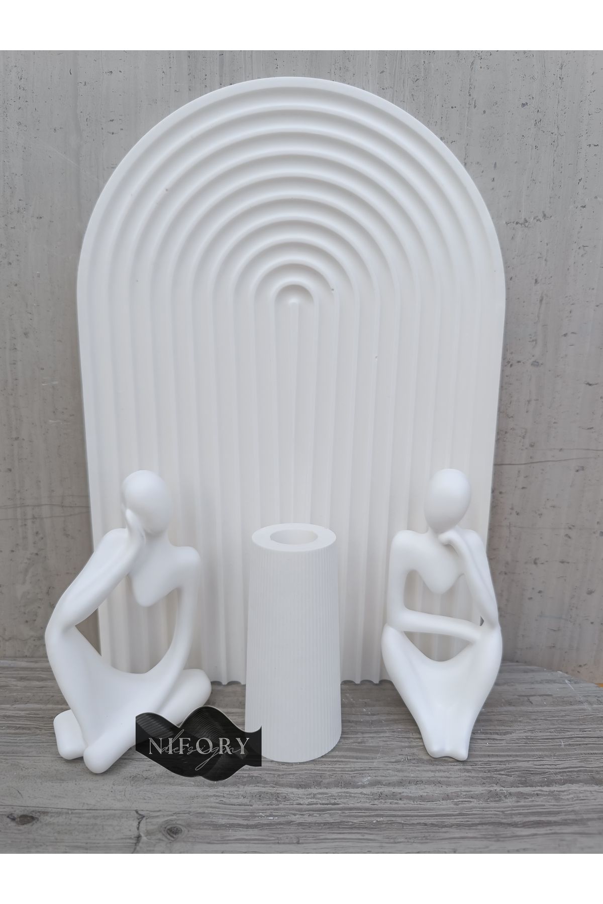 Nifory 520-N0171 Dekoratif Beton Sunum Aksesuar Set Beton Biblo Organizer Takımı Çok Amaçlı Dekoratif Set