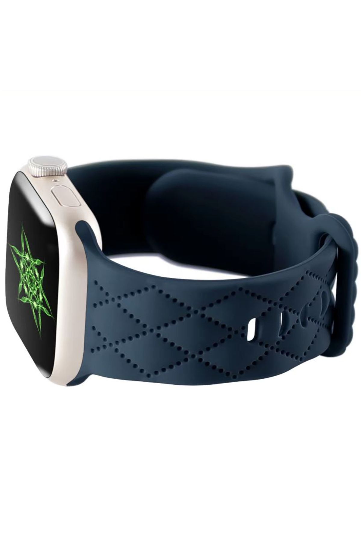 REDz Accessories-Diamond Strap, Butterfly Buckle, For Apple Watch, Adjustable, Silicone, Navy Blue - 44/45/46/49 mm 3