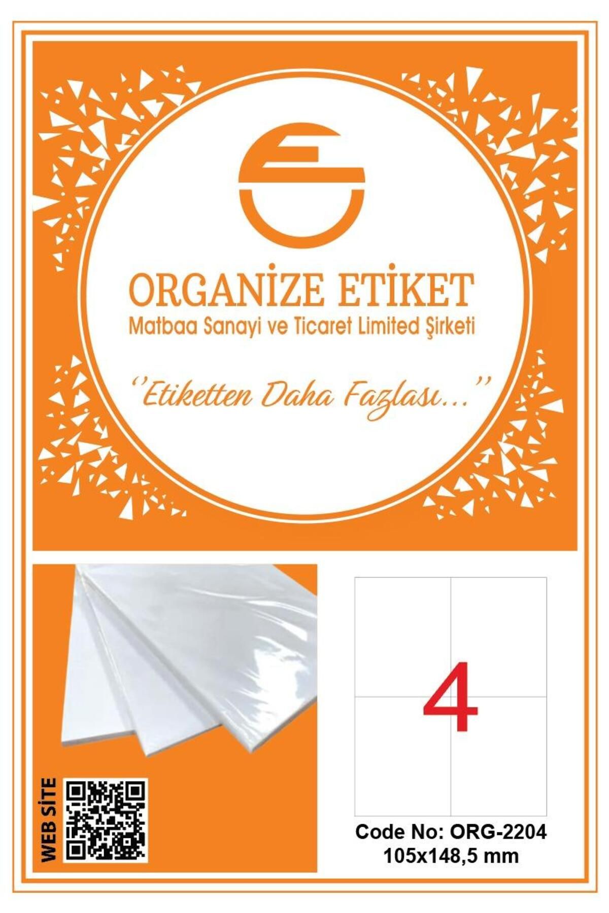 ORGANİZE ETİKET A4 YAPIŞKANLI LAZER ETİKET (105*148.5)