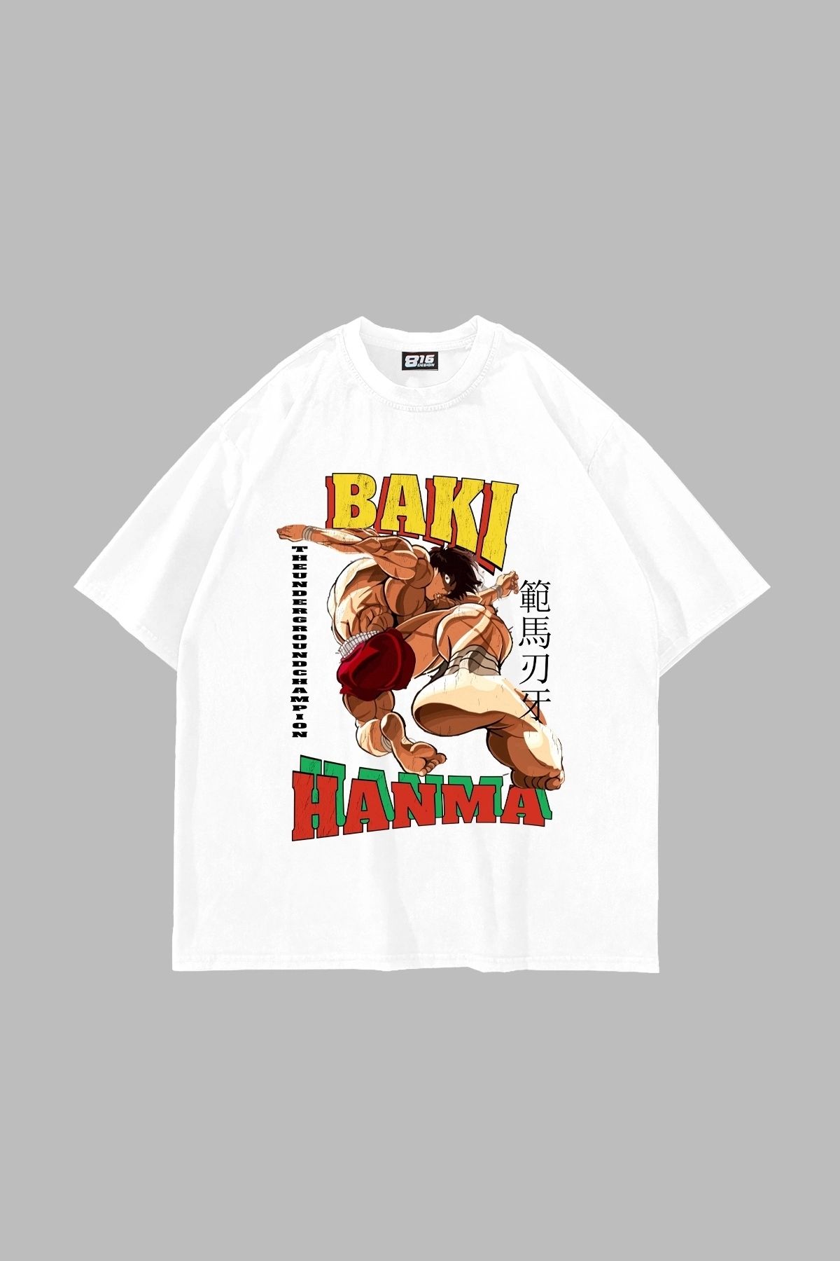 Tarzsokak Baki Hanma Baskılı Oversize Unisex Beyaz