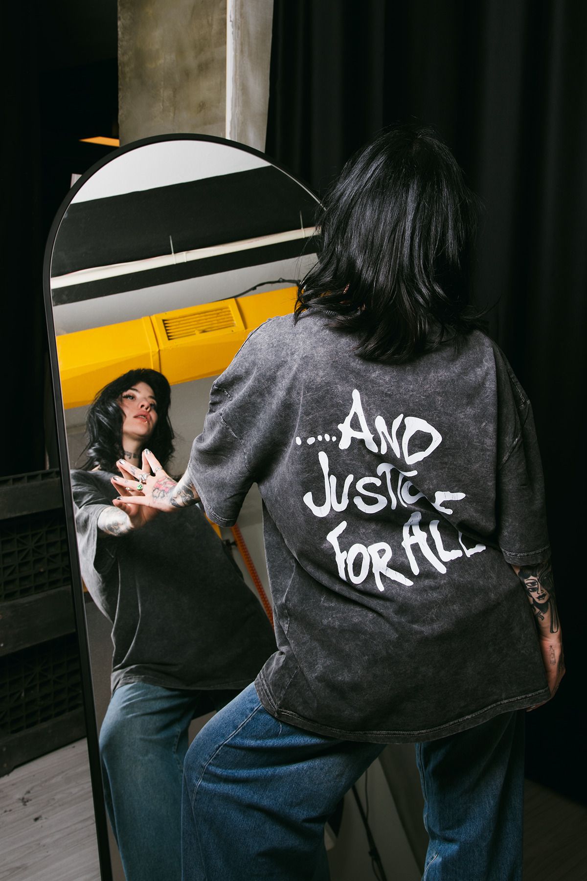 Tarzsokak Metallica And Justice For All Baskılı Oversize Unisex Yıkamalı Siyah