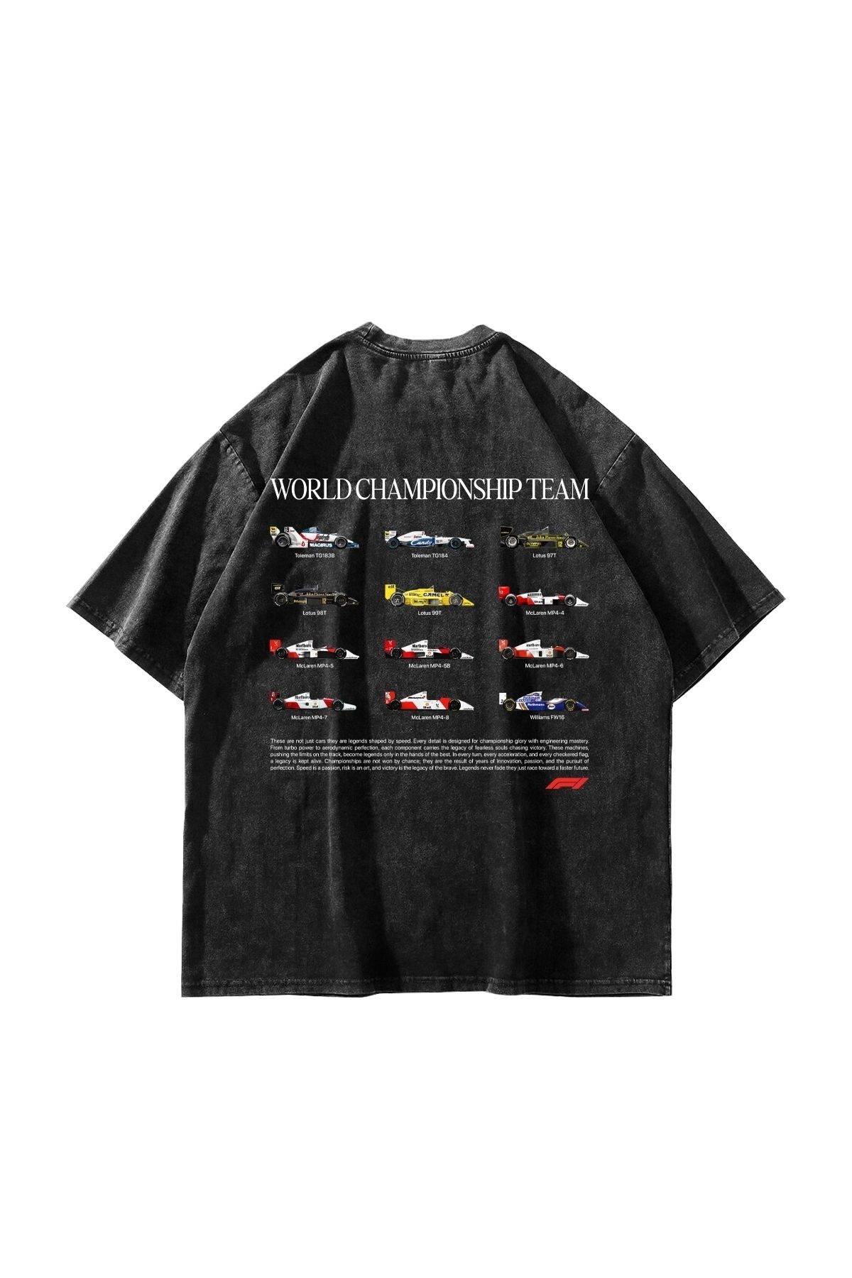 Tarzsokak World Championship Team Baskılı Oversize Unisex Yıkamalı Siyah