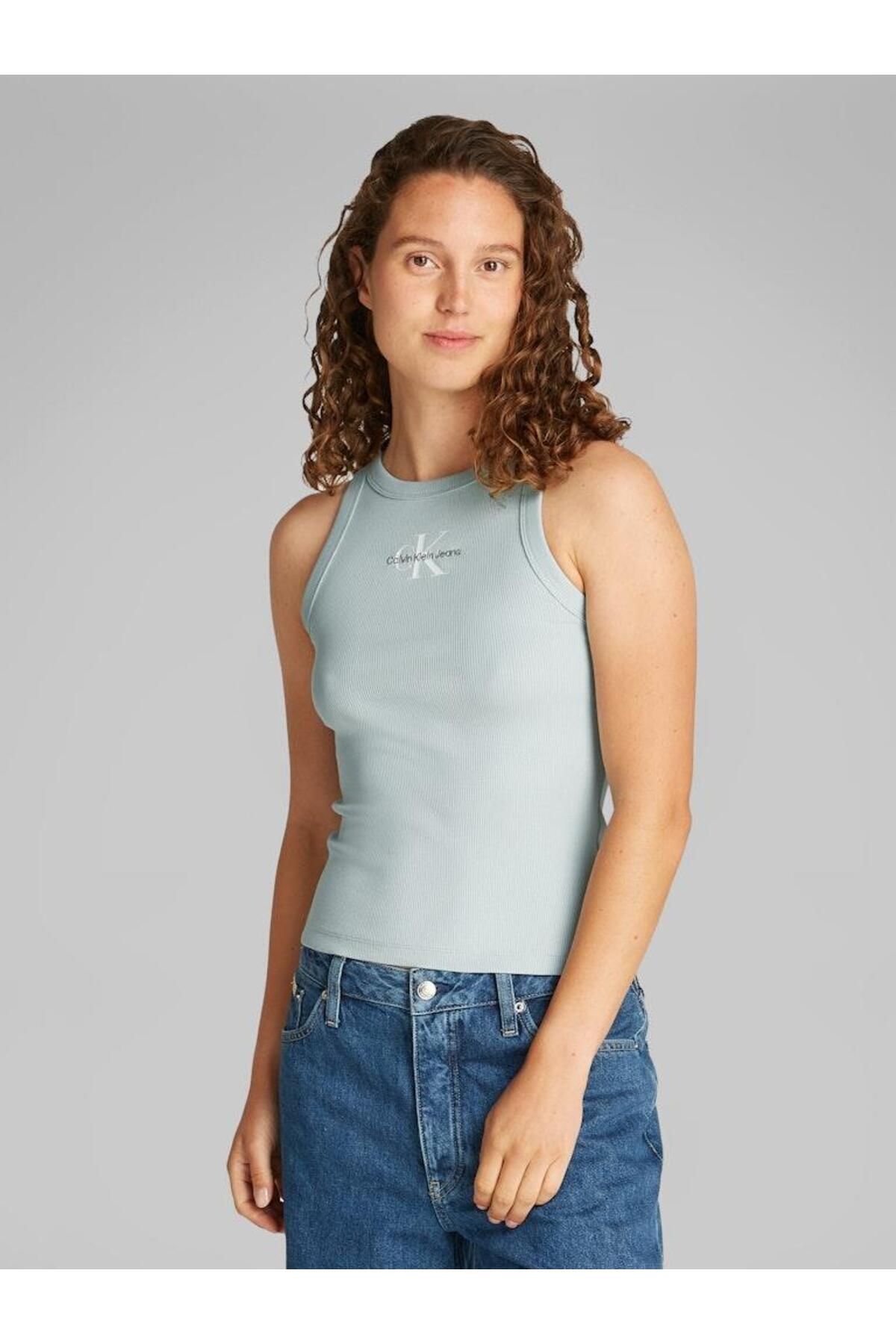Calvin Klein Kadın MONOLOGO RIB TANK TOP T-Shirt
