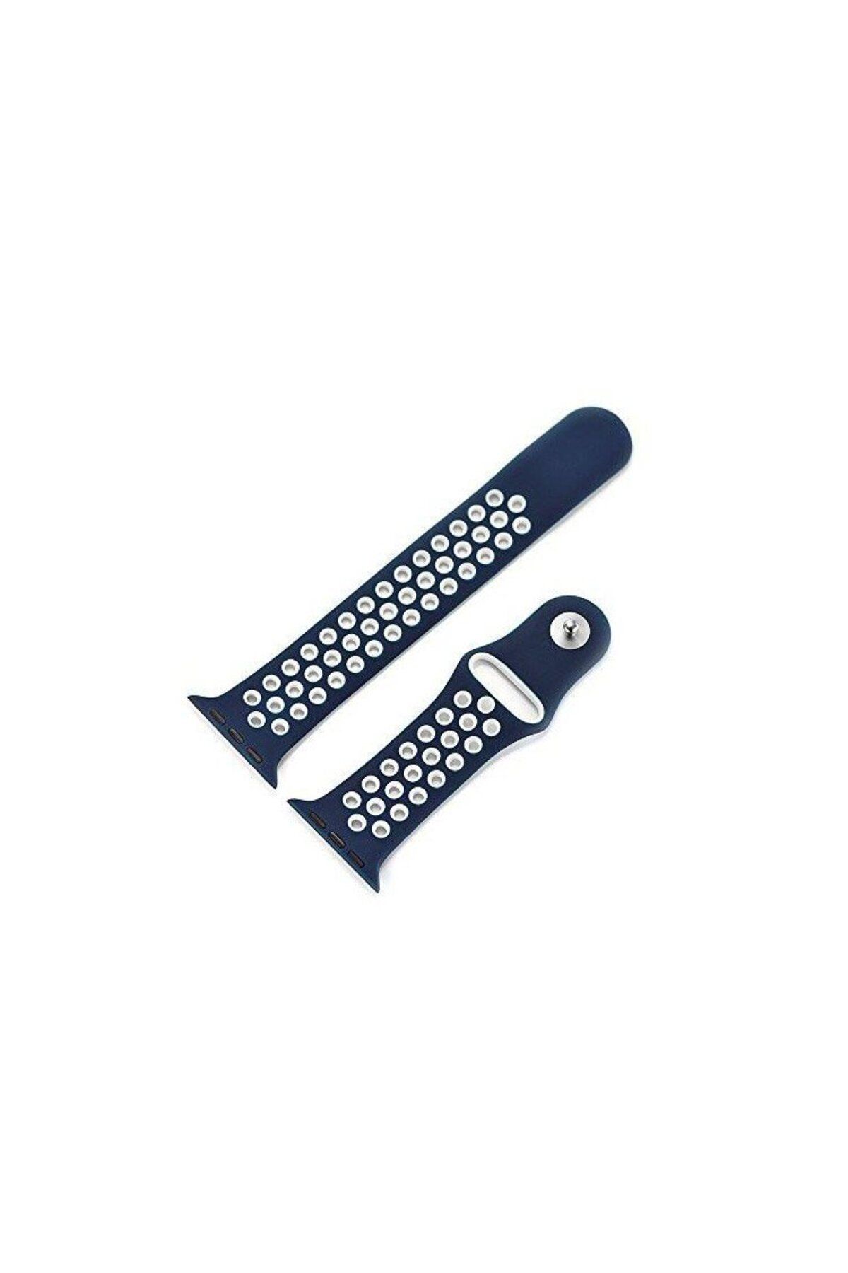 REDz Accessories-Curea sport perforată pentru Apple Watch, silicon, bleumarin-alb - 44/45/46/49 mm, mare 3