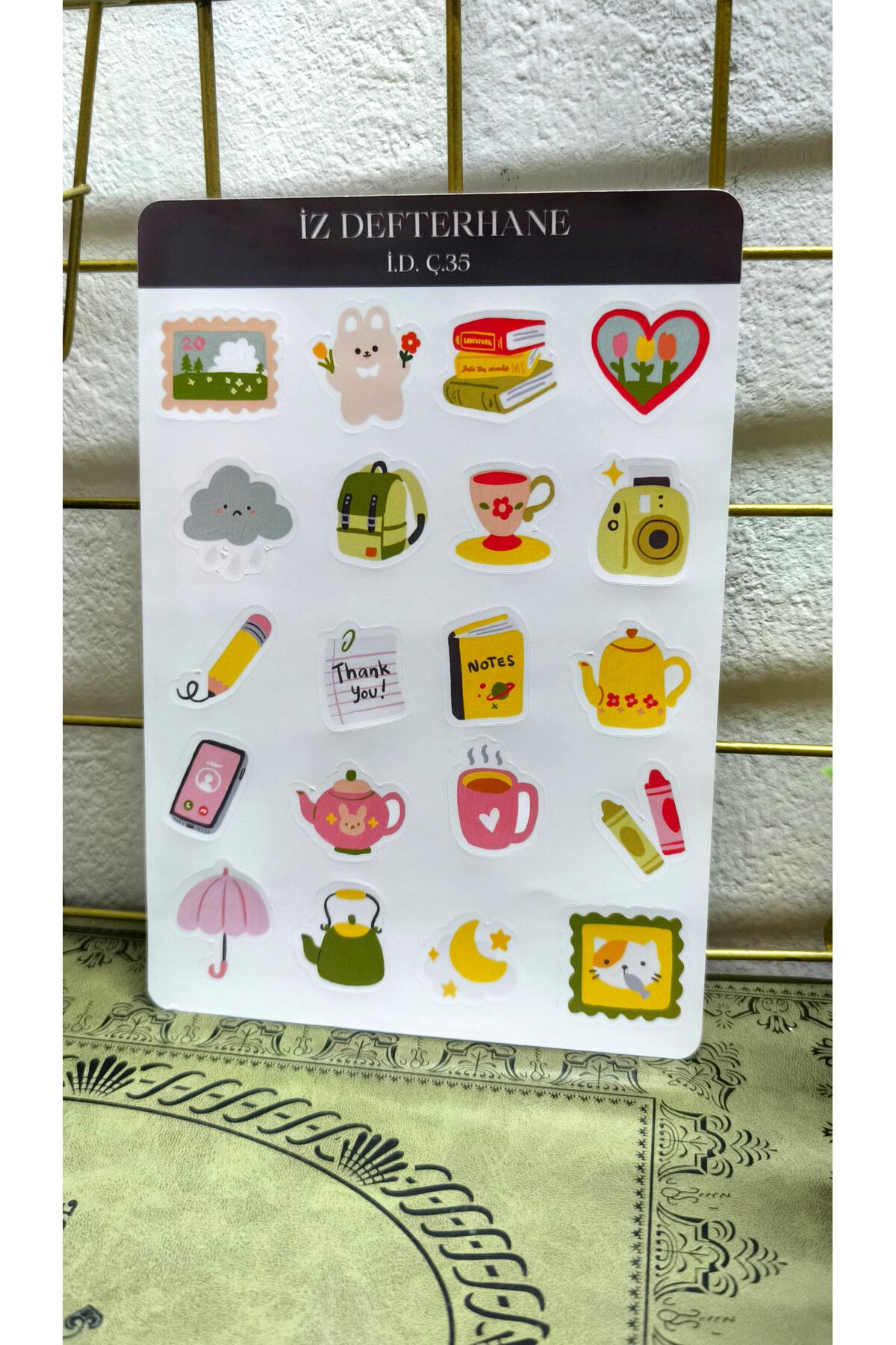 İZ DEFTERHANE Yeşil Detaylı Çıkartma Sticker ( Ajanda Defter ve Planlayıcılar için Uygun)