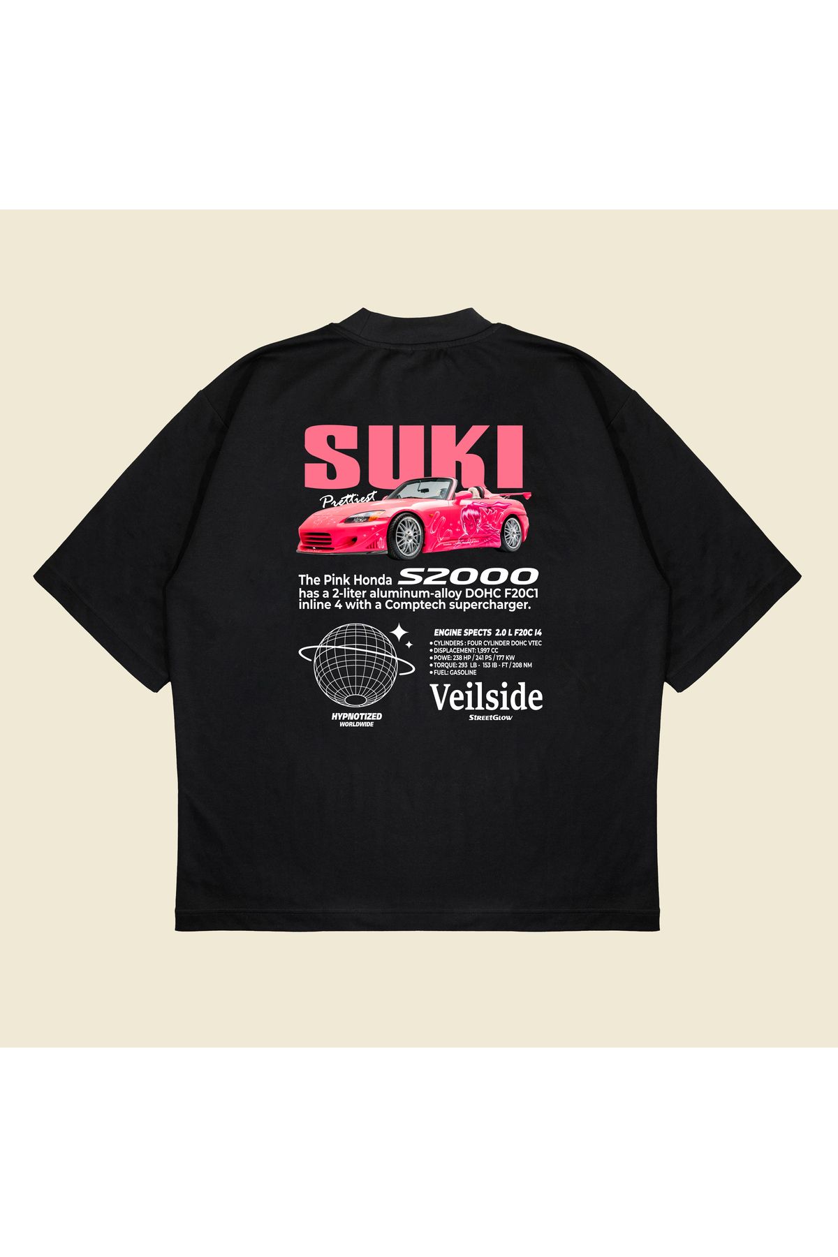 Tarzsokak Honda Suki Baskılı Oversize Unisex Pamuklu Nefes Alan Kalın Kumaşlı