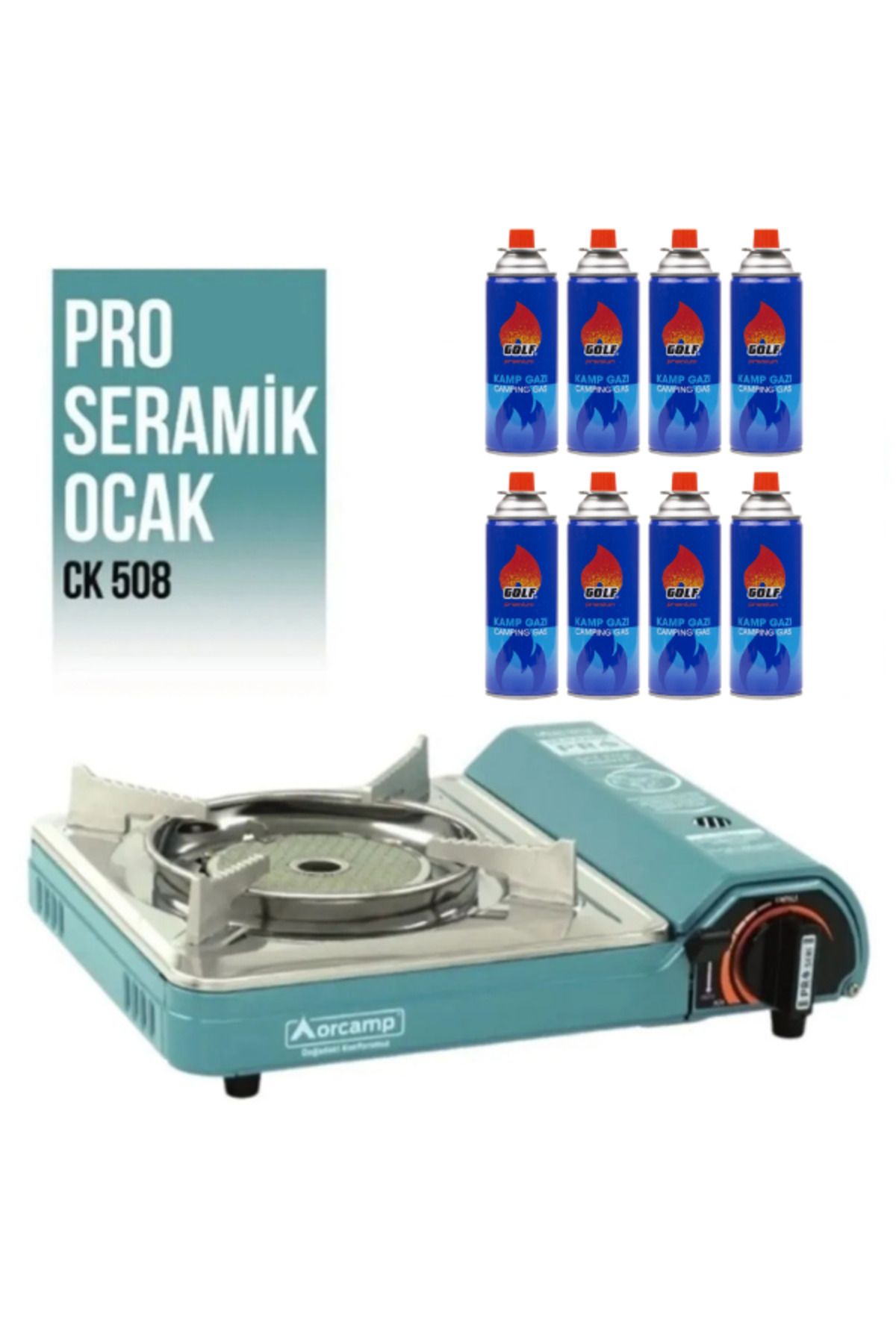 Orcamp Pro Portatif Seramik Ocak ve 8 adet Golf 227 gr Kartuş