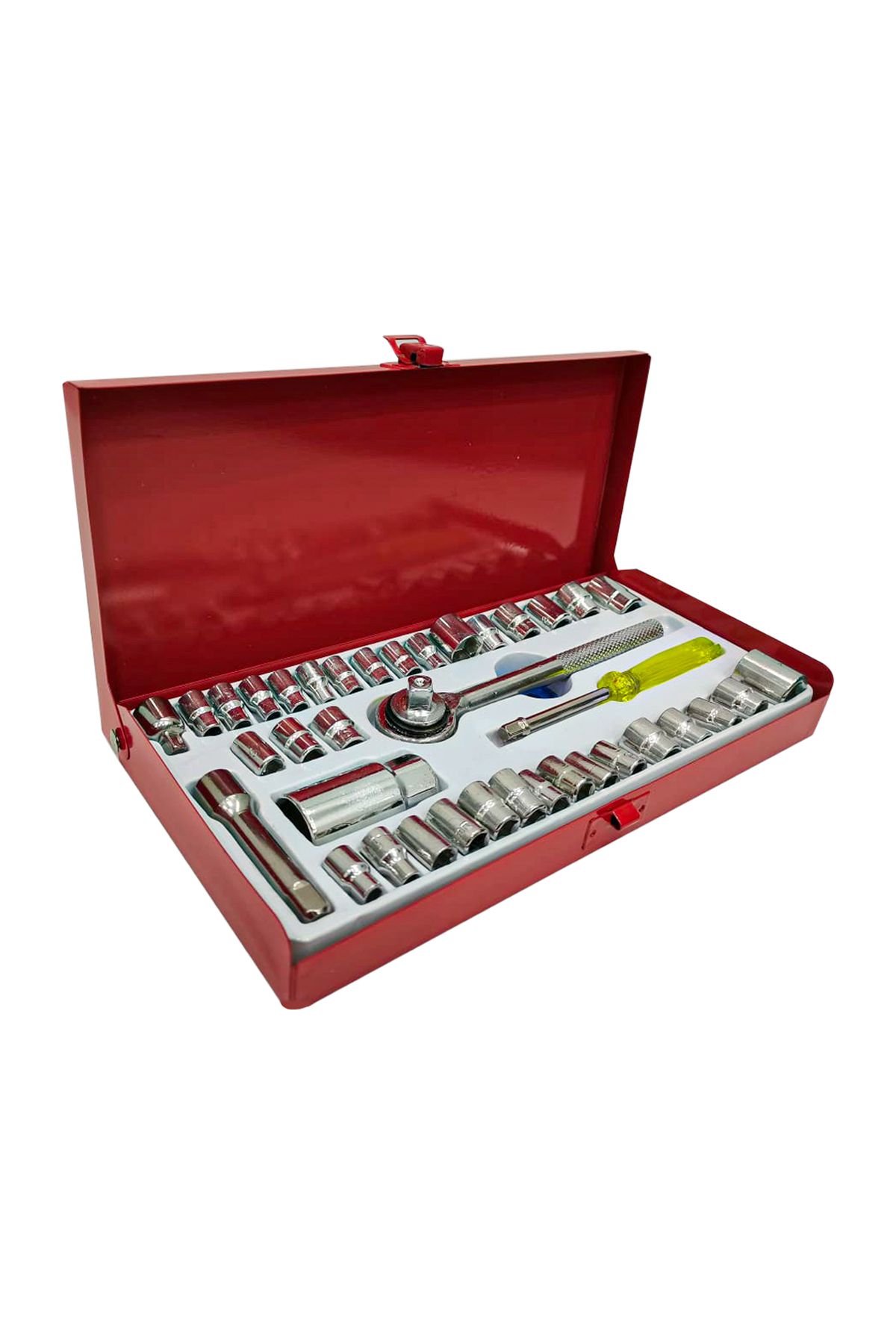 Aiwa-40 Pcs Combination Socket Wrench Set - 1/4" & 3/8" Drive, SAE & Metric, Durable Tool Kit 4