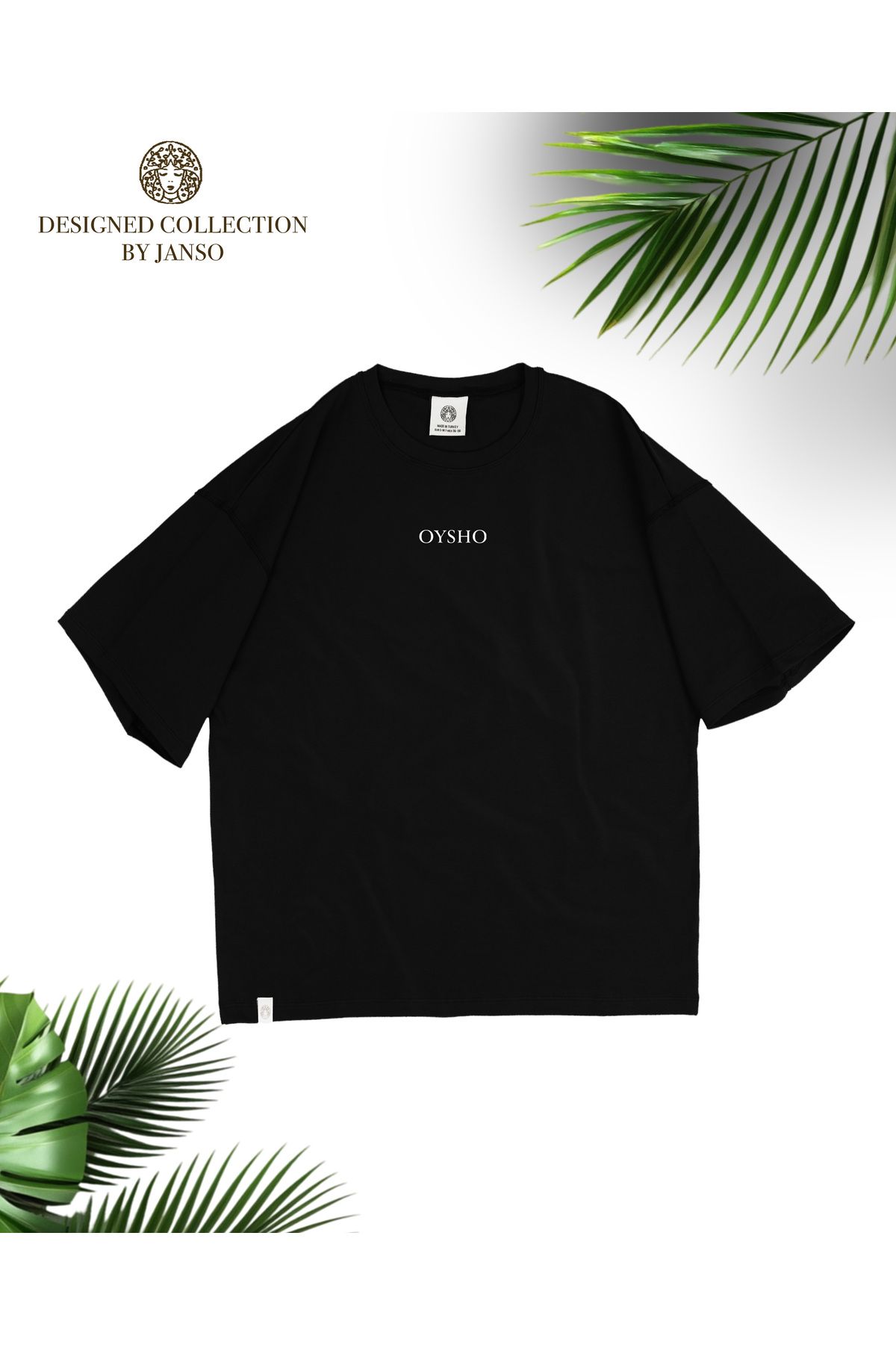 JANSO GROUP -KADIN BASKILI KISA KOLLU TSHIRT PAMUKLU OVERSİZE