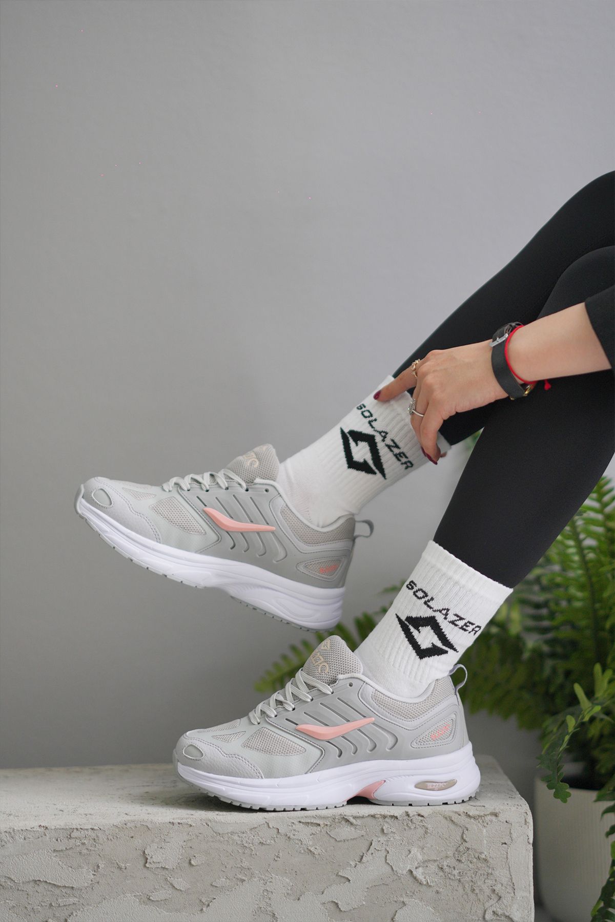 SOLAZER Kadın Gri Pudra Sneaker Günlük Spor Ayakkabı 041-2