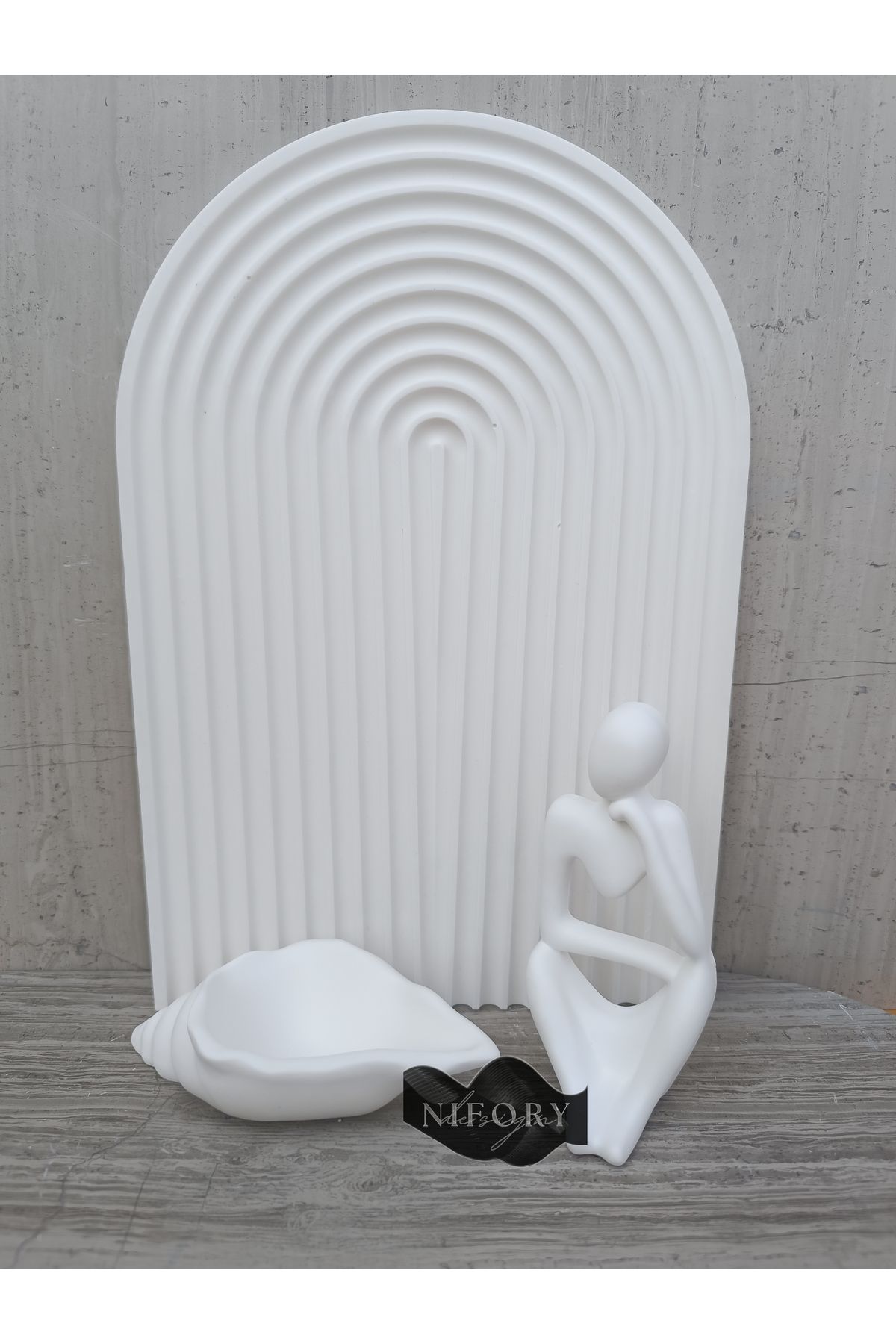 Nifory 520-N0188 Dekoratif Beton Sunum Aksesuar Set Beton Biblo Organizer Takımı Çok Amaçlı Dekoratif Set