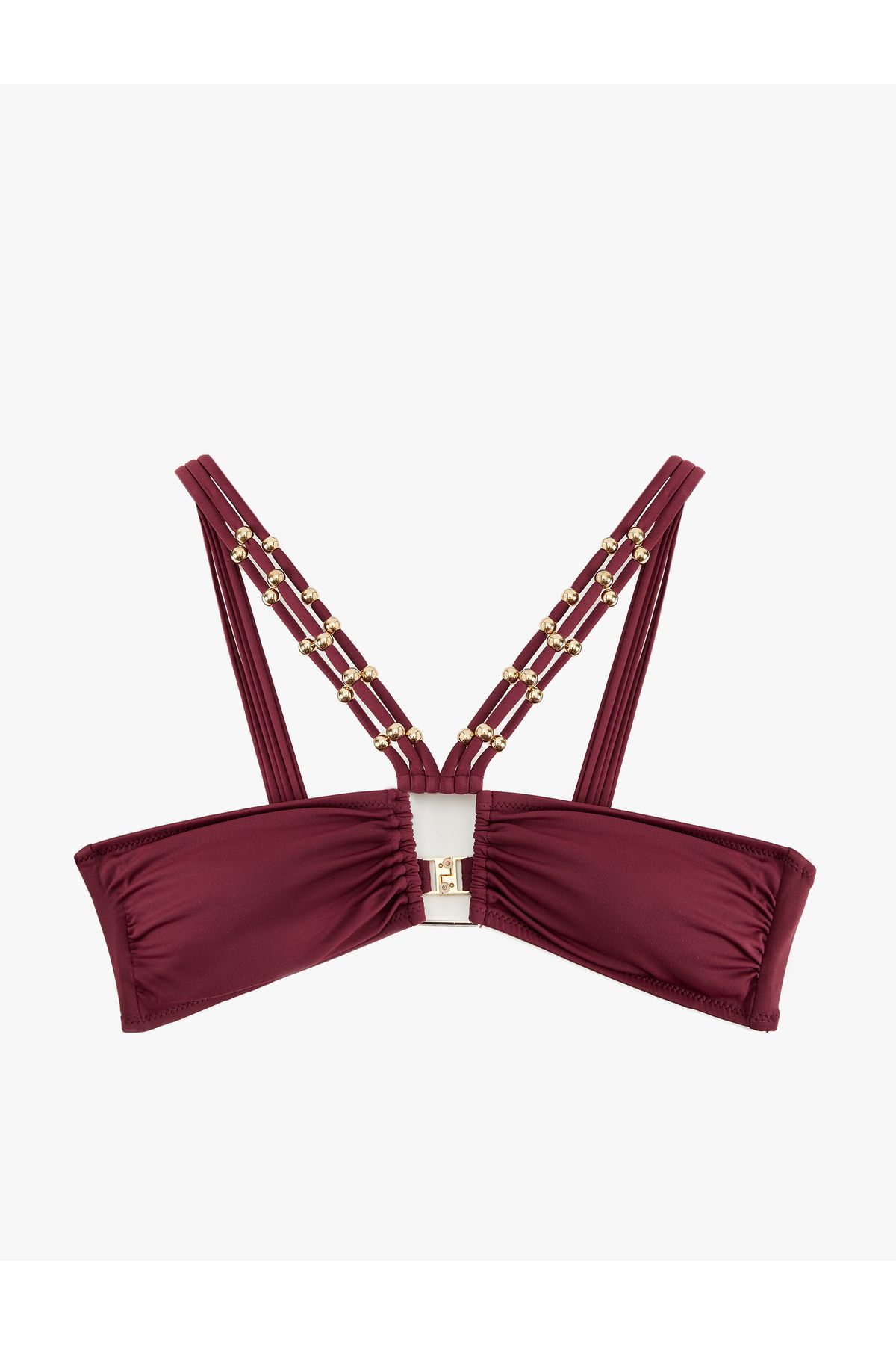 Koton Pencere Detaylı Çapraz Askılı Boncuklu Bikini Üstü