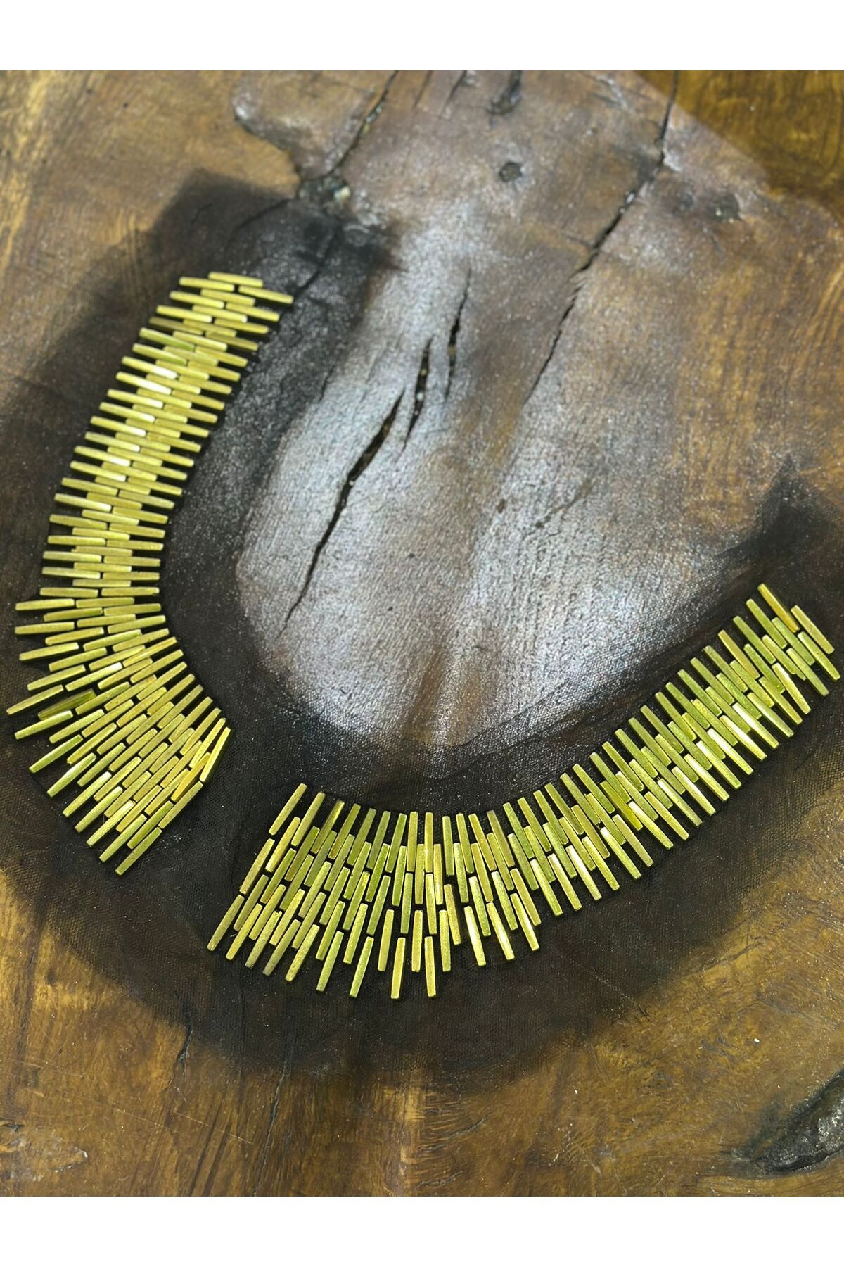 Gönülden Tasarım SARI BONCUK İŞLEME TASARIM YAKA DİKİŞ APLİKE 25X7 CM