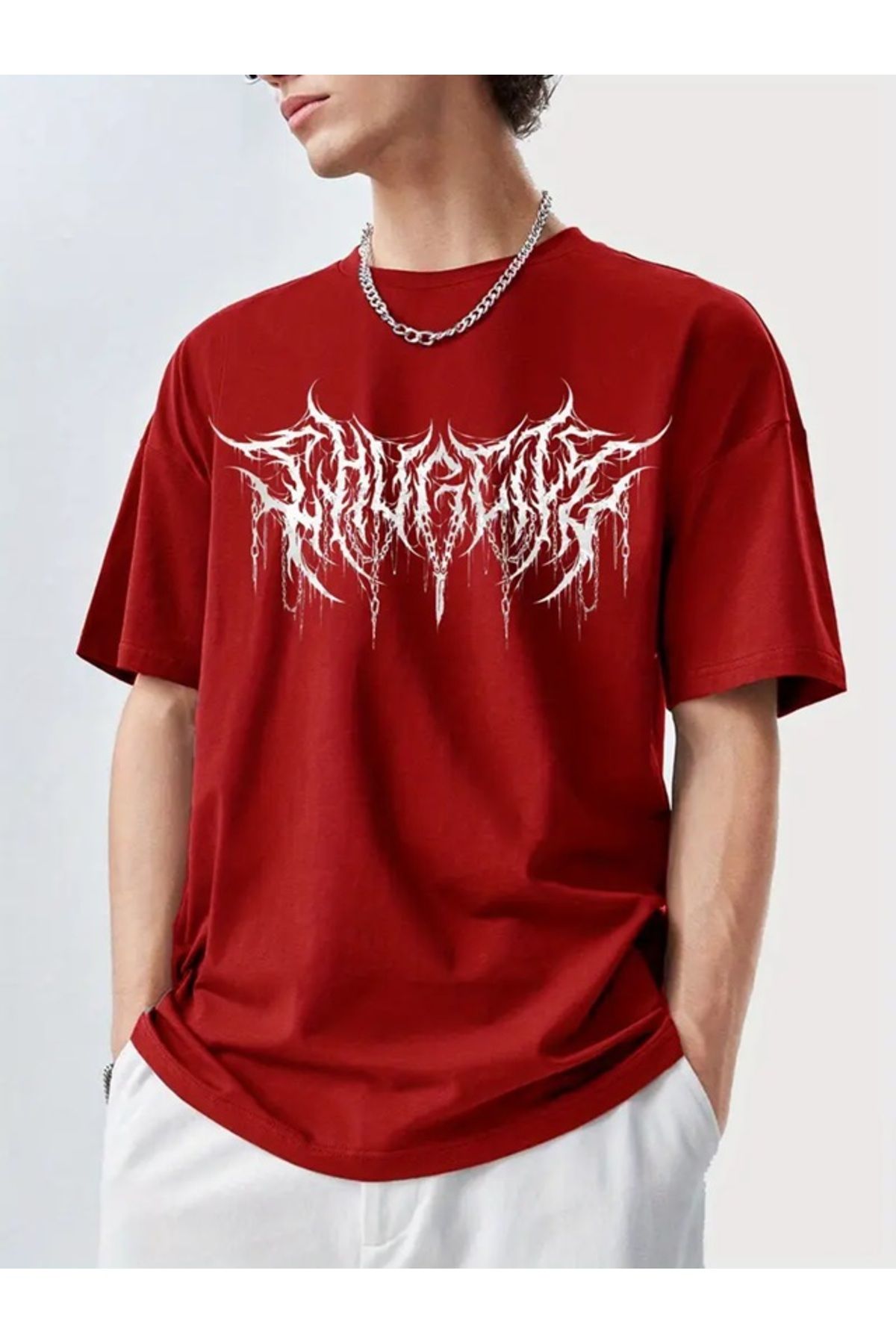 Touz Moda Gotik Baskılı Unisex Oversize T-shirt