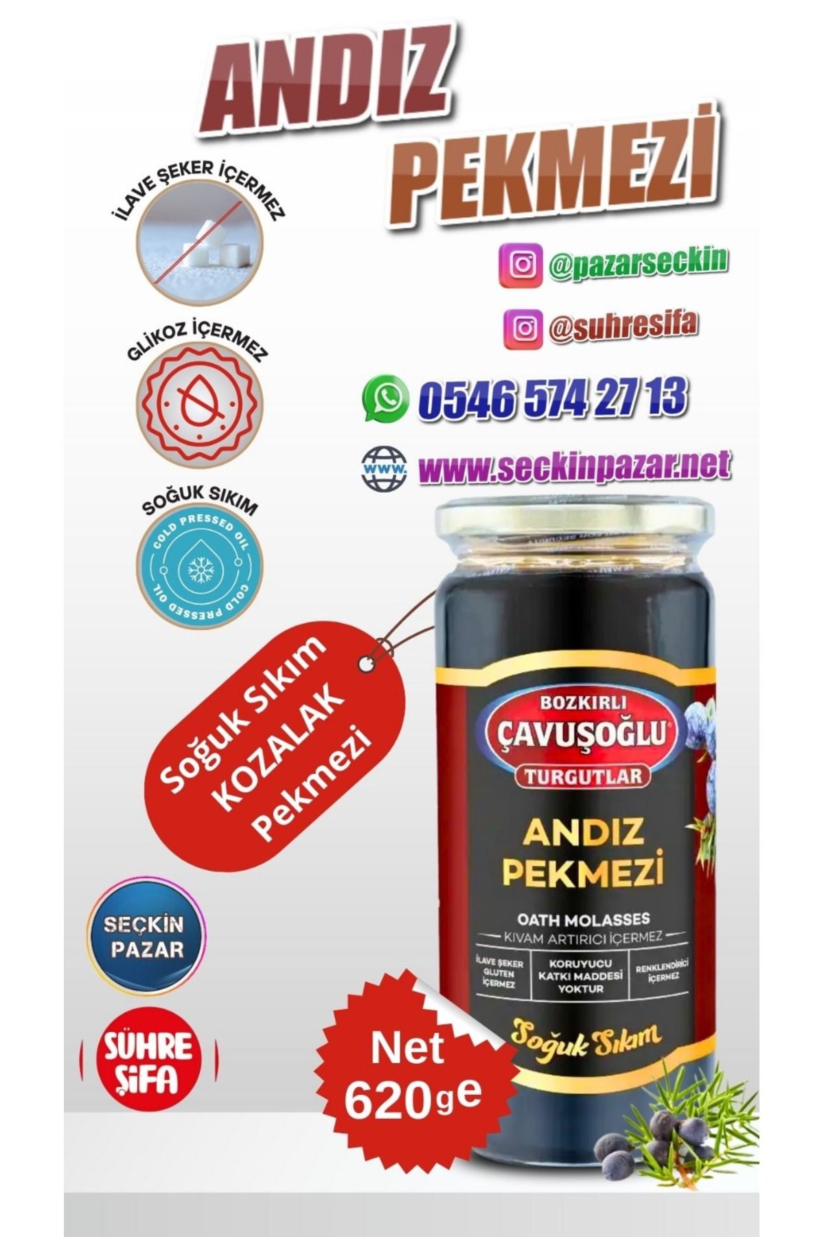 Bozkırlı Çavuşoğlu Pekmez Soğuk Sıkım - 620gr Andız