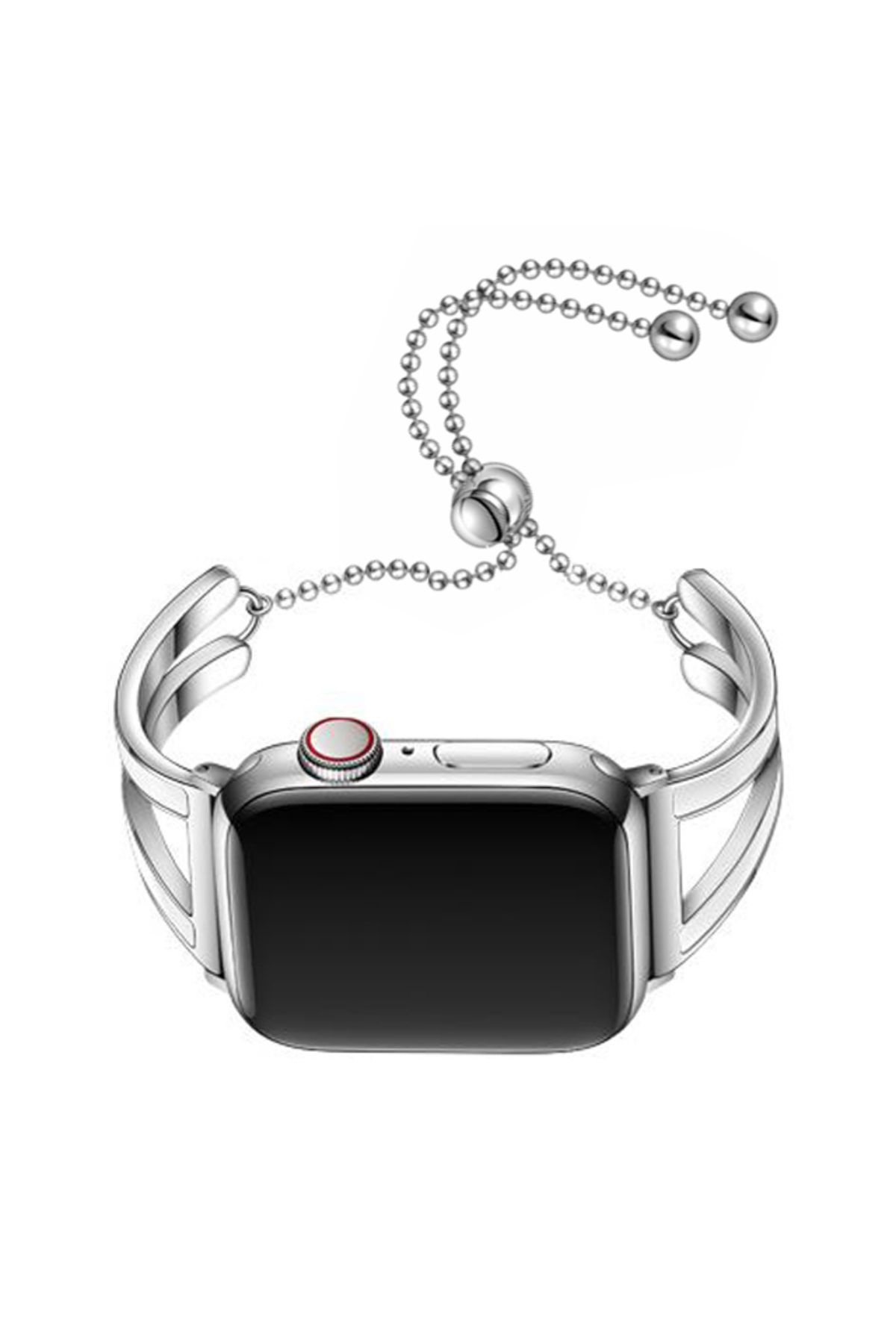 REDz Accessories-Curea Deluxe pentru Apple Watch, Fashion, Oțel inoxidabil, Damă, Argintiu-Alb - 38/40/41 mm 4