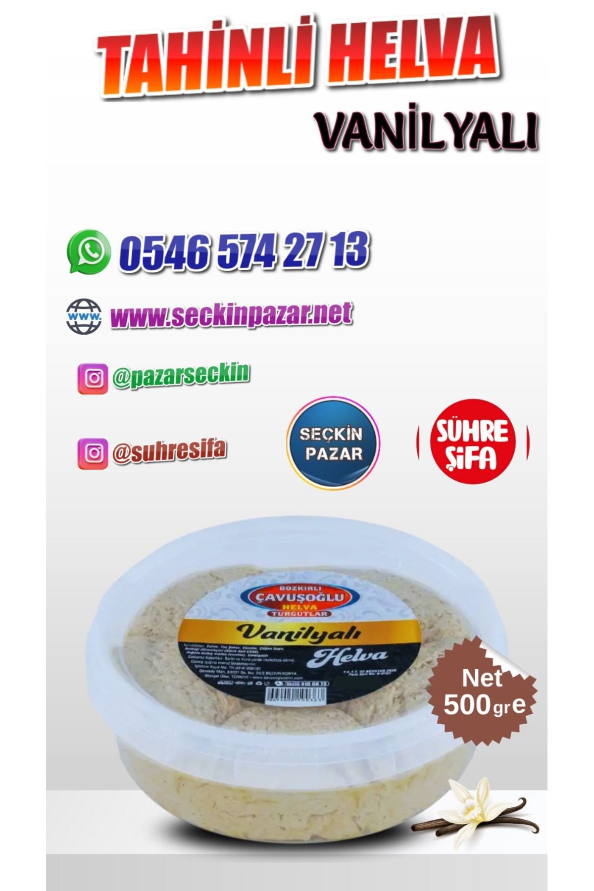 Bozkırlı Çavuşoğlu Helva - 500gr Sade Vanilyalı