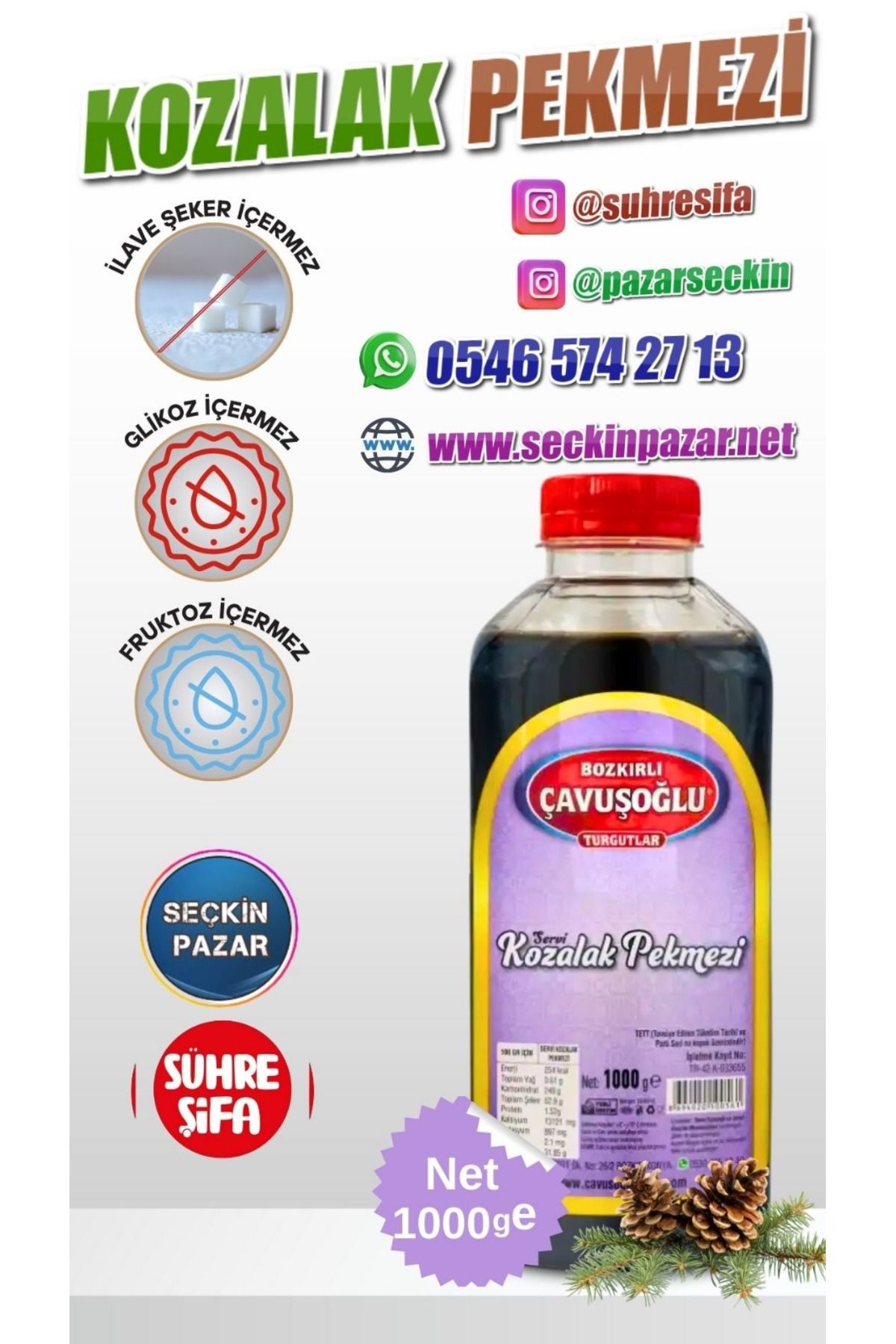 Bozkırlı Çavuşoğlu Pekmez - 1000gr Kozalak Plastik Şişe