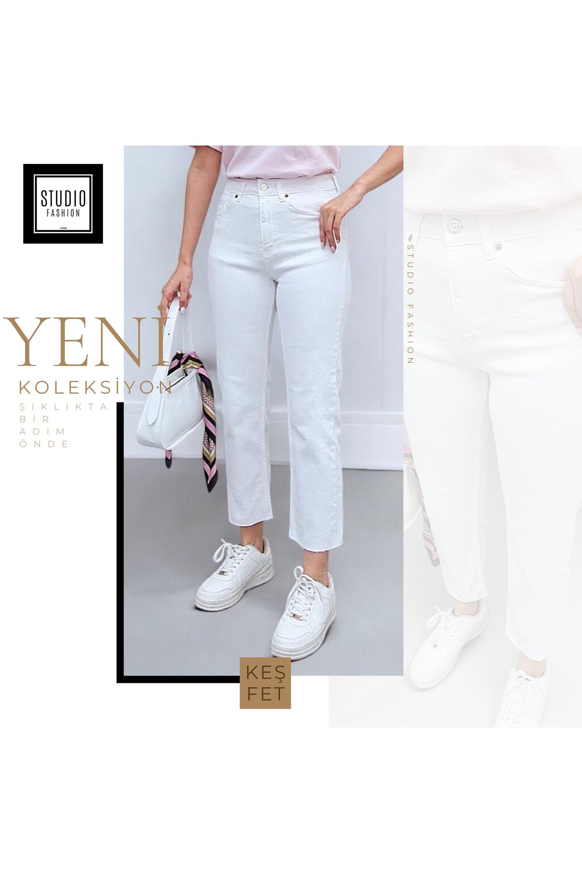 studio fashion 1988 Kadın Premium Seri Kot Pantolon Pamuk Yüksek Bel Boyfit Orj Marka Jean