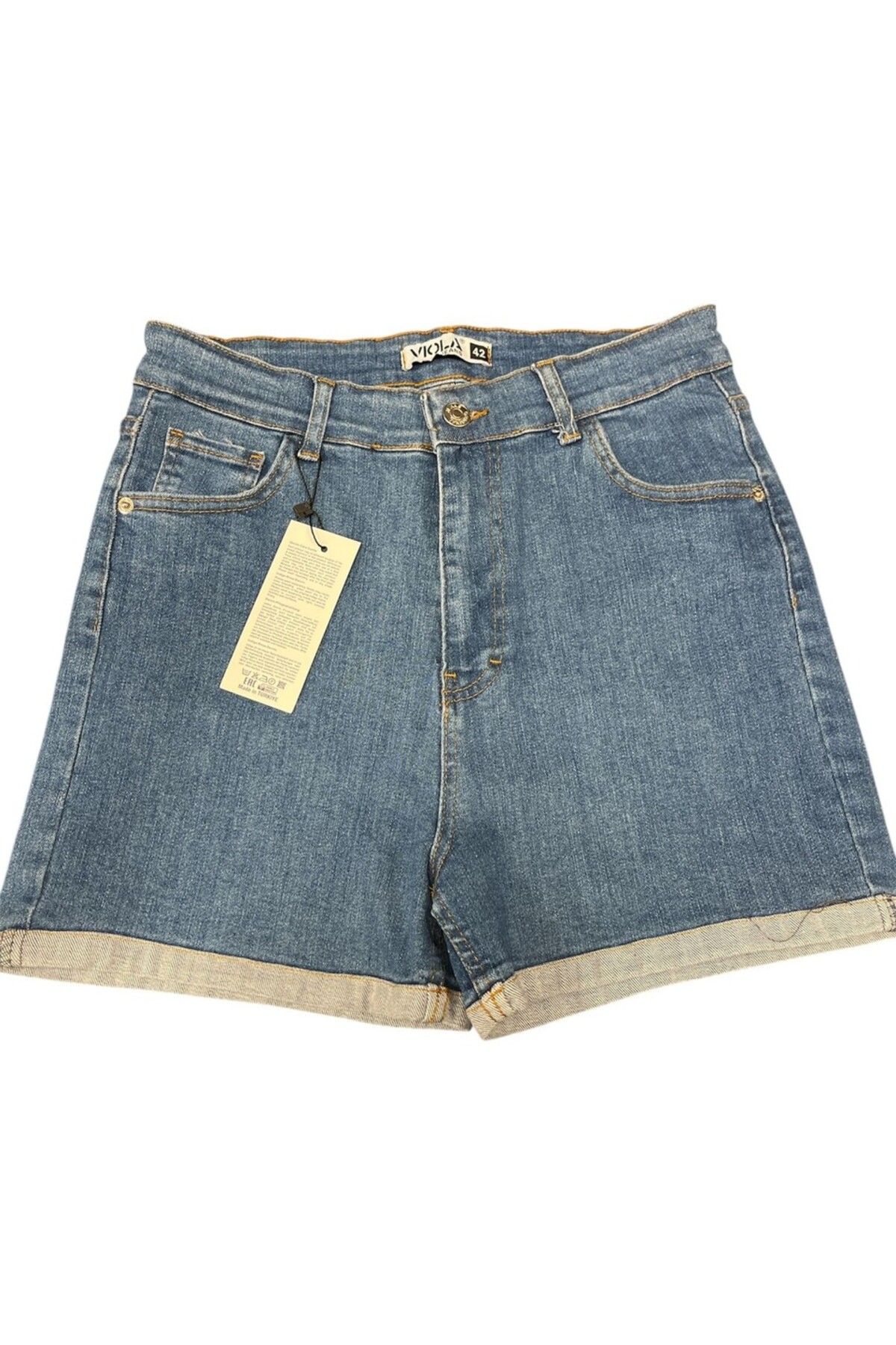 Viola Jeans Koyu Mavi Yüksek Bel Kadın Şort