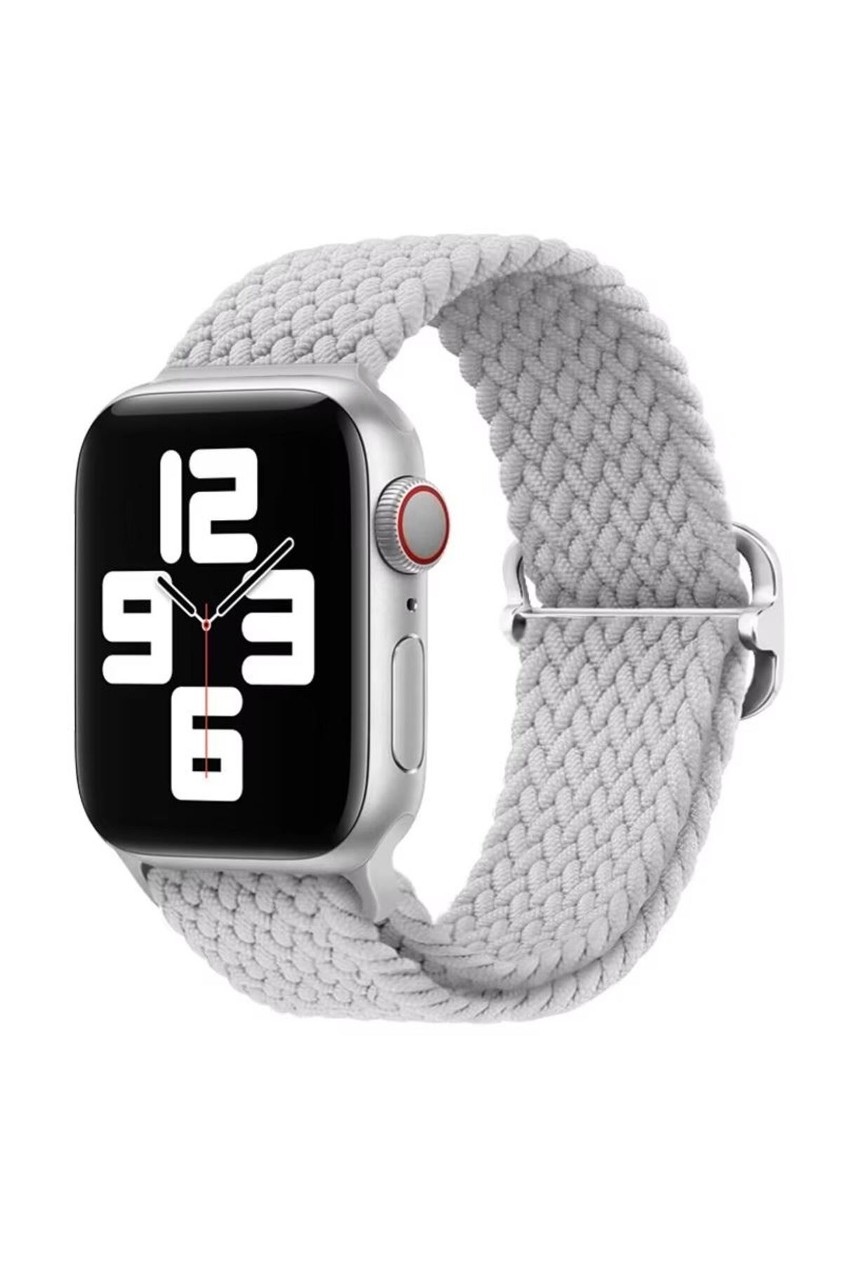 REDz Accessories-Curea Solo Loop, elastică, Apple Watch, reglabilă, aspect tricotat, material textil, gri - 38/40/41 mm 1
