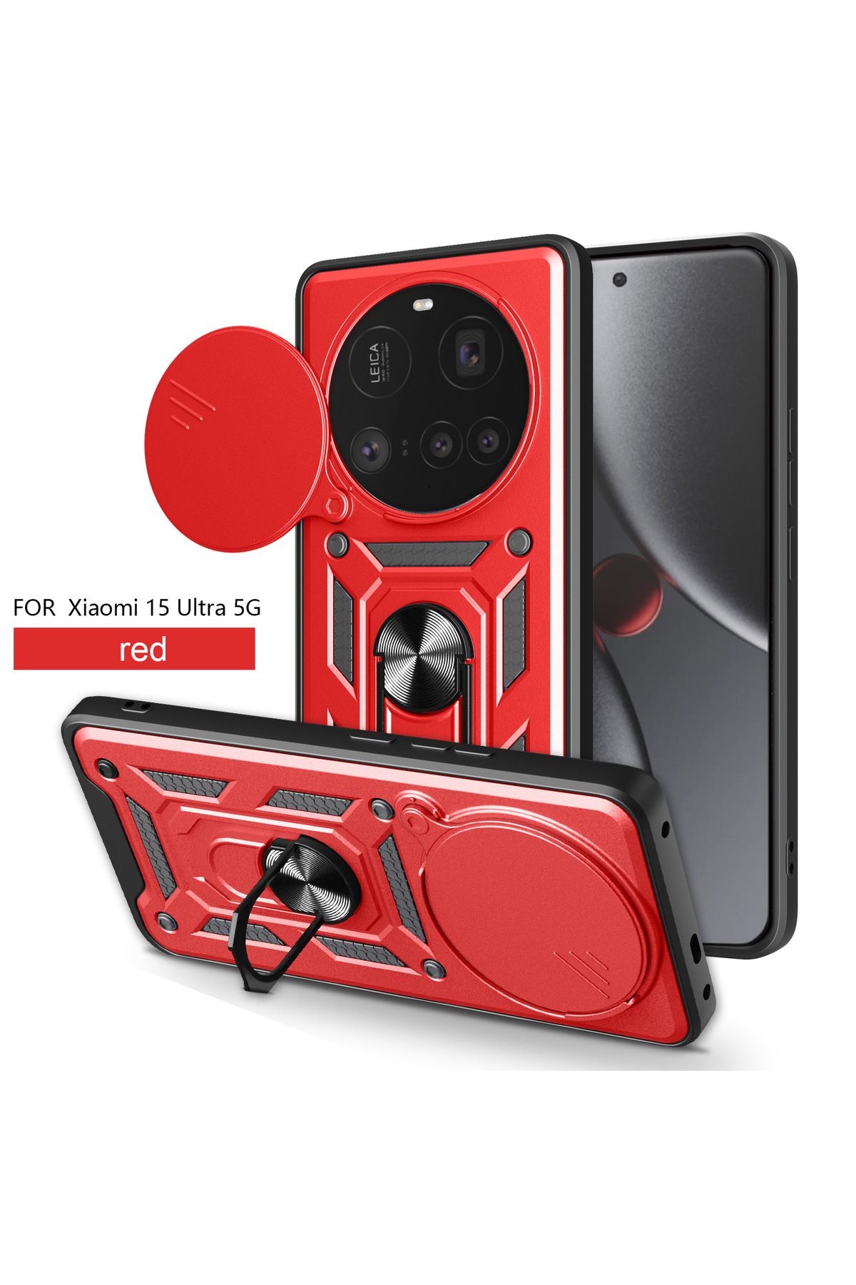 Posso Xiaomi Mi 15 Ultra Kılıf Kamera Korumalı Tank Zırh Koruma 360' Yüzük Standlı Sert Silikon Kapak