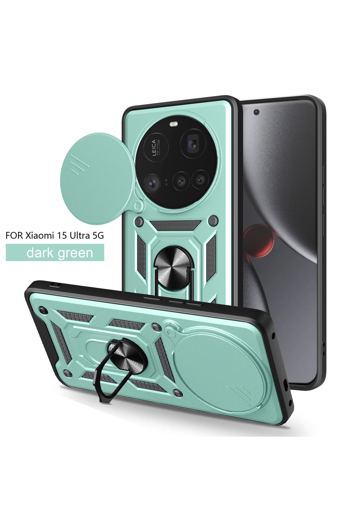 Posso Xiaomi Mi 15 Ultra Kılıf Kamera Korumalı Tank Zırh Koruma 360' Yüzük Standlı Sert Silikon Kapak