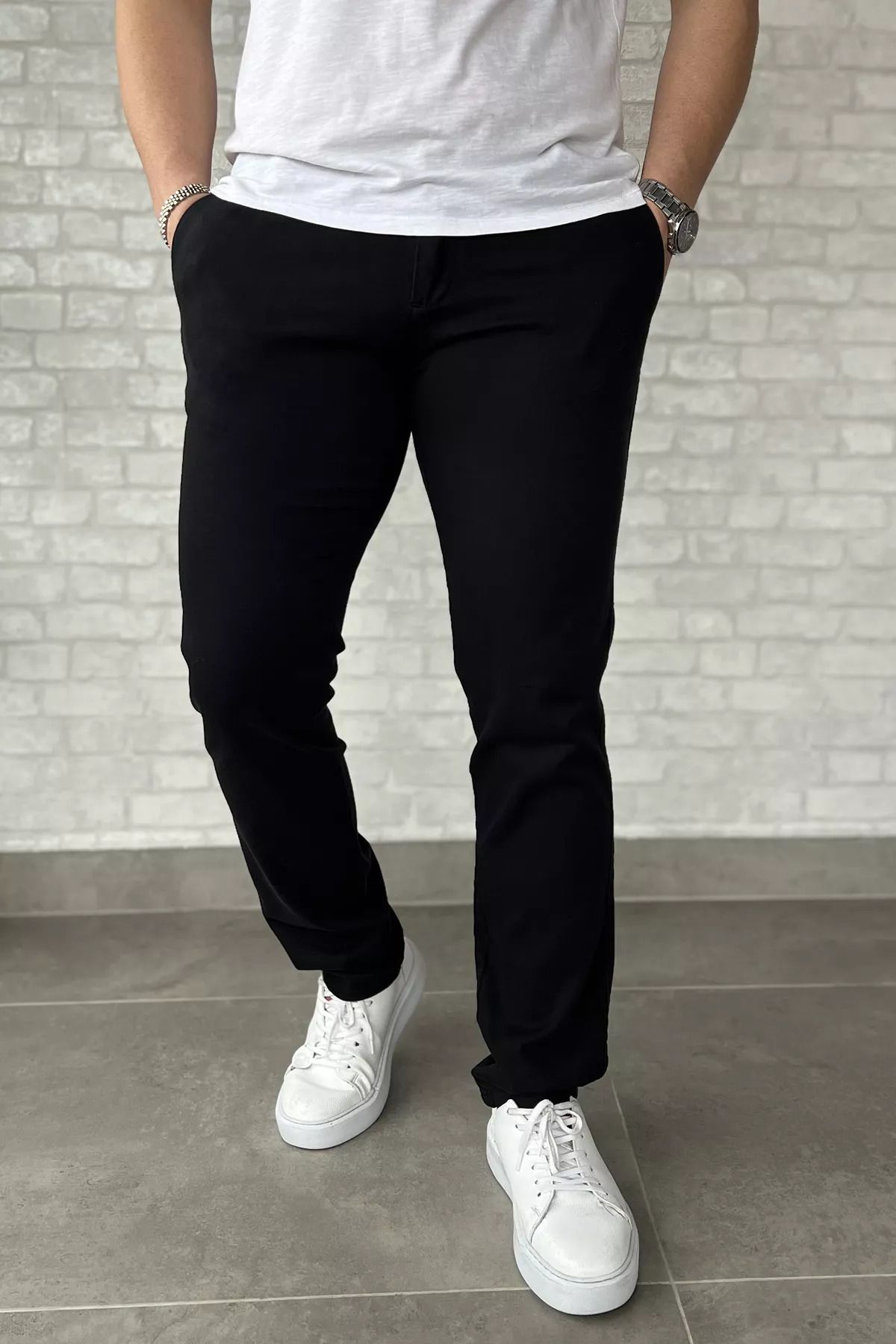 MİSHAR İTALİA Siyah Erkek Gabardin Pantolon