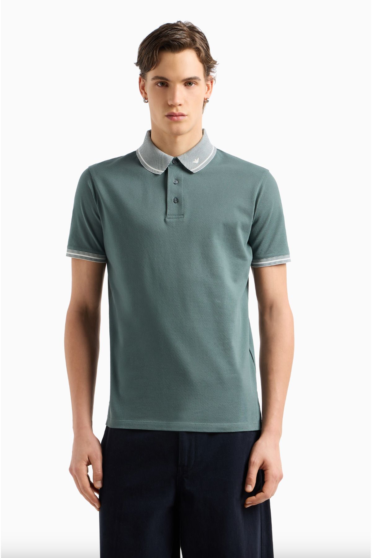 Emporio Armani Piqué Polo Shirt with Piped Collar