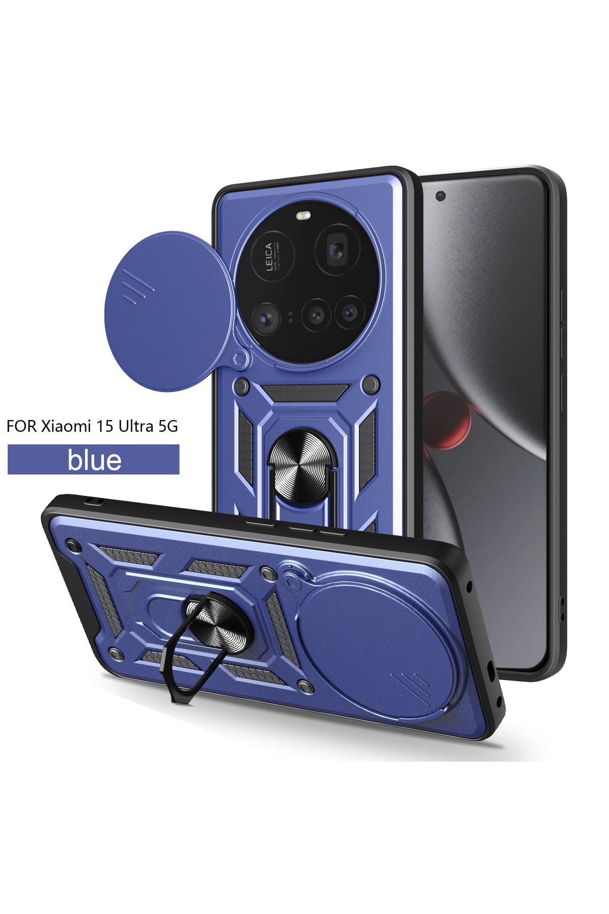Posso Xiaomi Mi 15 Ultra Kılıf Kamera Korumalı Tank Zırh Koruma 360' Yüzük Standlı Sert Silikon Kapak