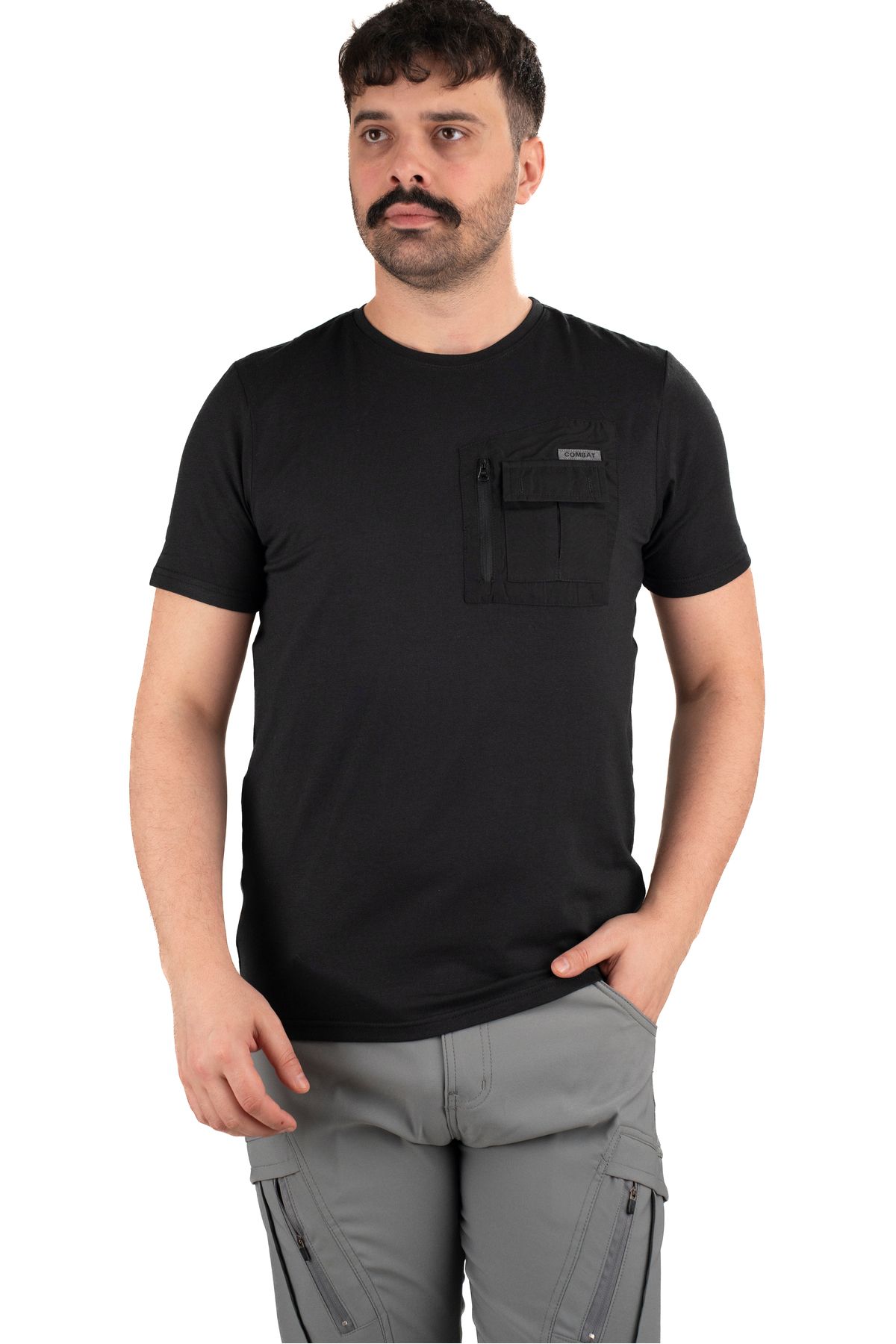 NKYSTORE Taktik Cepli Erkek Tişört - Siyah | Outdoor & Güvenlik Stil