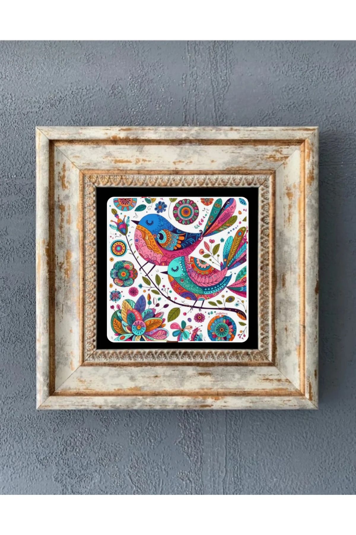 STONEVİVEART Kuşlar Duvar Tablosu 20x20Cm 3 Adet Doğal Taş Duvar Dekoru