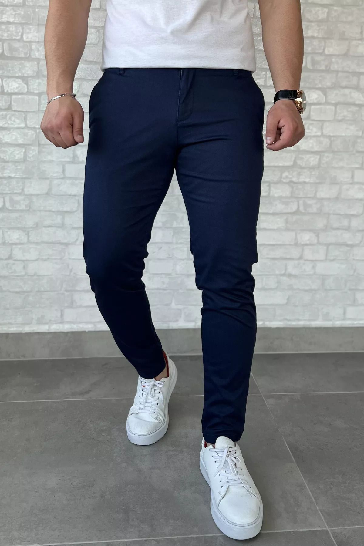MİSHAR İTALİA Lacivert Erkek Gabardin Pantolon