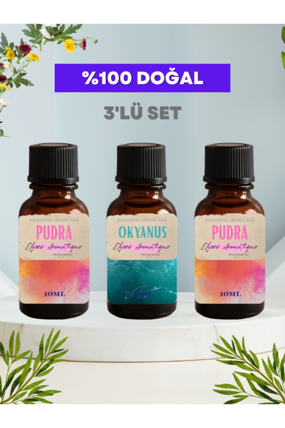 Elysee Aromatique 3'lü Set Esansiyel Uçucu Koku Yağı Difüzör Esansı Buhurdanlık Yağı Aromaterapi Yağı
