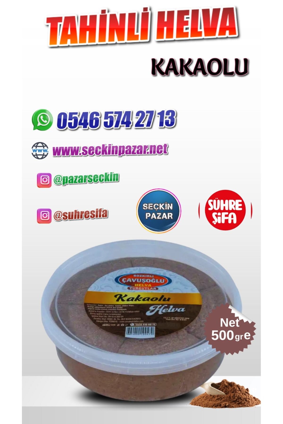 Bozkırlı Çavuşoğlu Helva Kakaolu 500gr