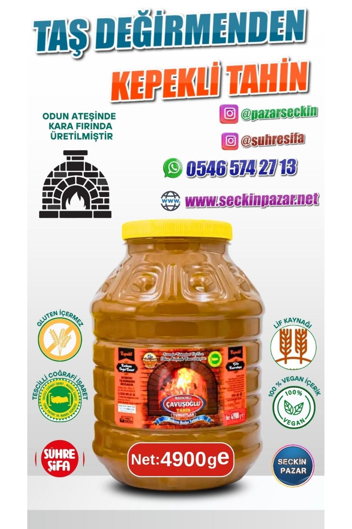 Bozkırlı Çavuşoğlu Tahin - 4900gr Kepekli