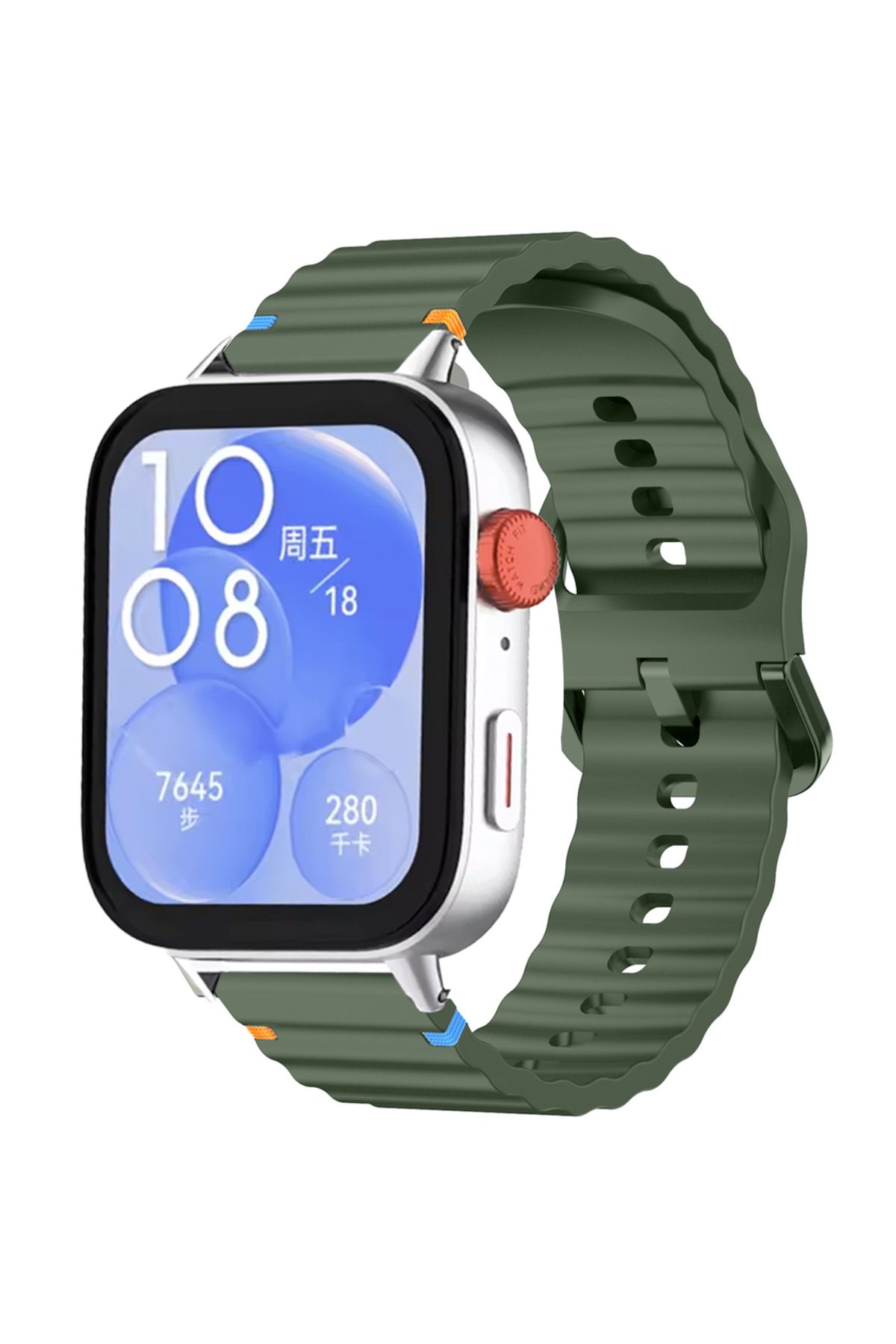 Sneezy Huawei Watch Fit 3 İle Uyumlu Dalga Desenli Tokalı Yumusaş Soft Silikon Kordon
