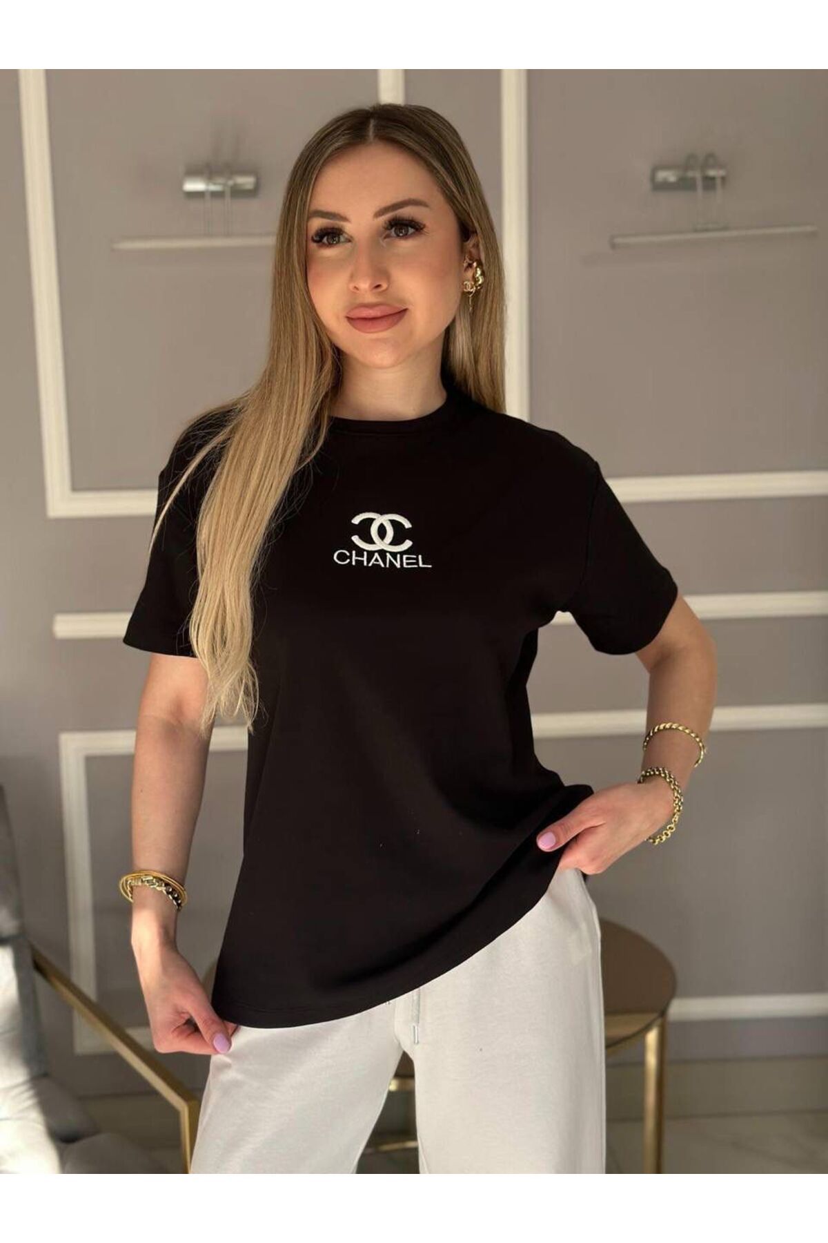 MODA Chnel Siyah İnterlok Kumaş Tshirt