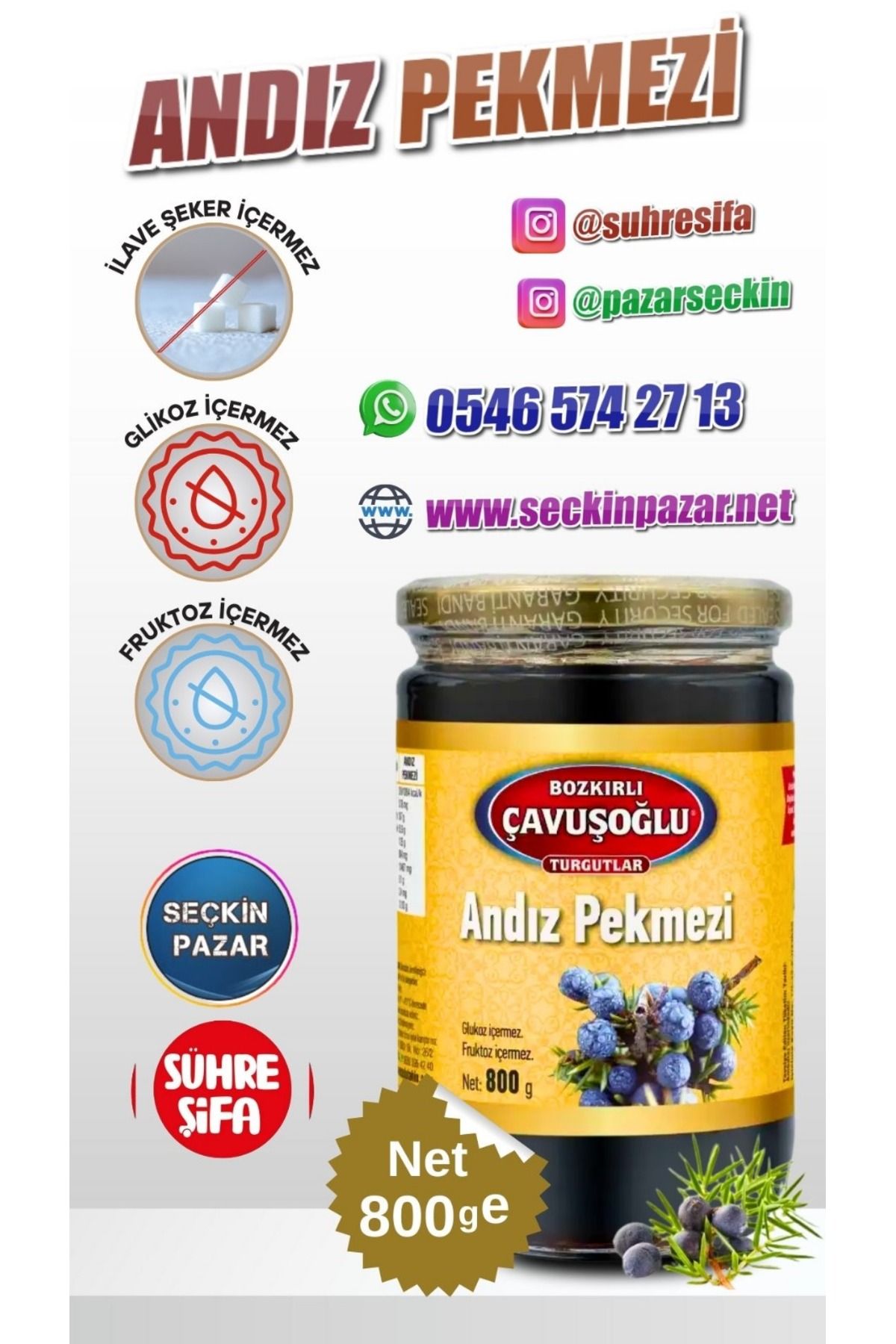 Bozkırlı Çavuşoğlu Pekmez - 800gr Andız Cam Kavanoz