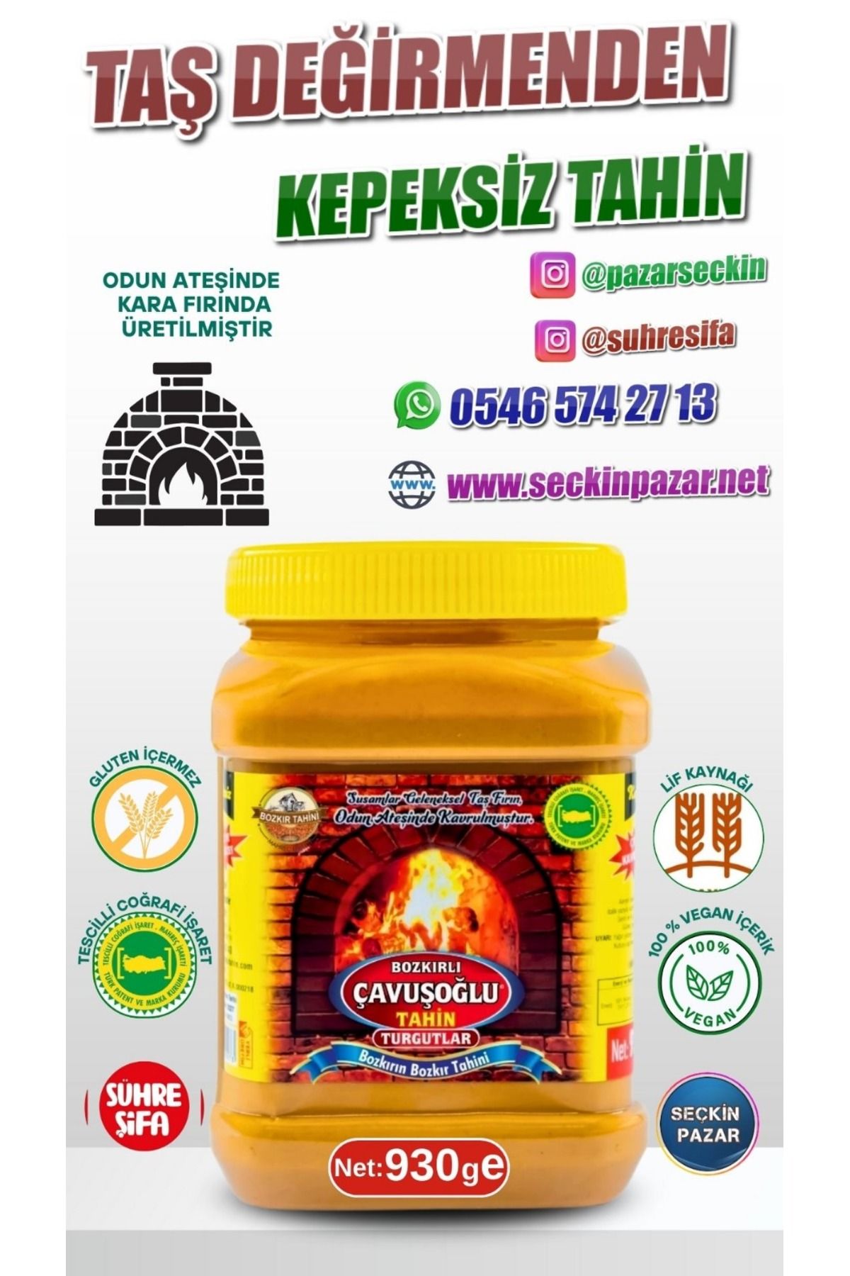 Bozkırlı Çavuşoğlu Tahin - 930gr Kepeksiz