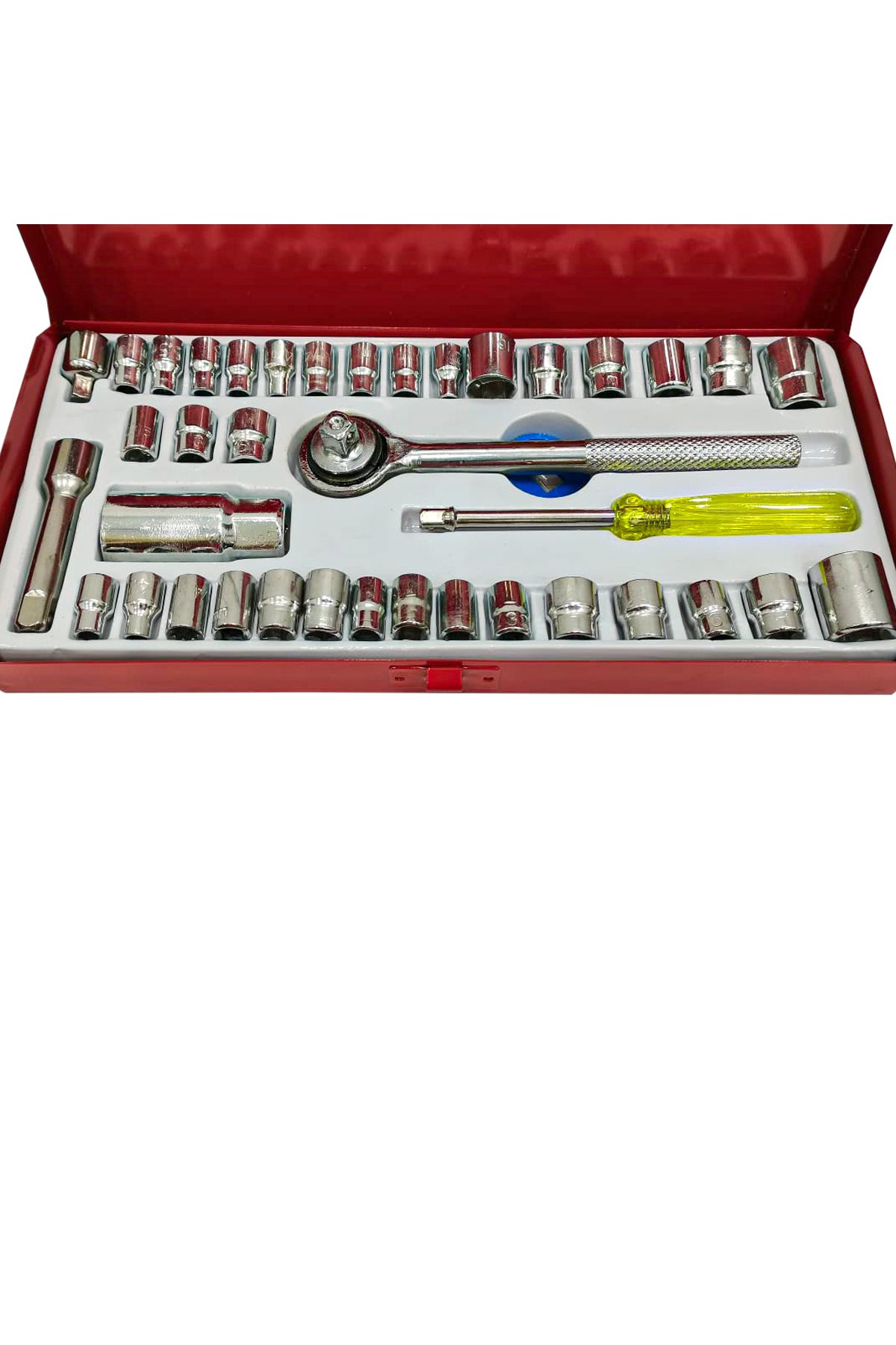 Aiwa-40 Pcs Combination Socket Wrench Set - 1/4" & 3/8" Drive, SAE & Metric, Durable Tool Kit 5