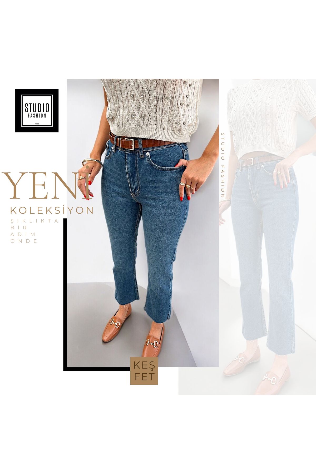 studio fashion 1988 Kadın Premium Seri Kot Pantolon Pamuk Yüksek Bel Boyfit Orj Marka Jean