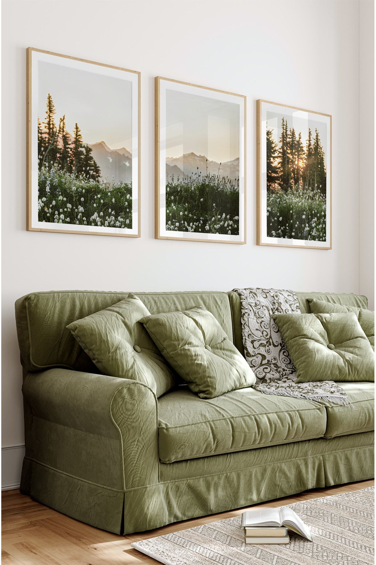 kutuTR Ahşap Çerçeveli Mdf Tablo Seti Salon Ve Oturma Odası Için Çt3091