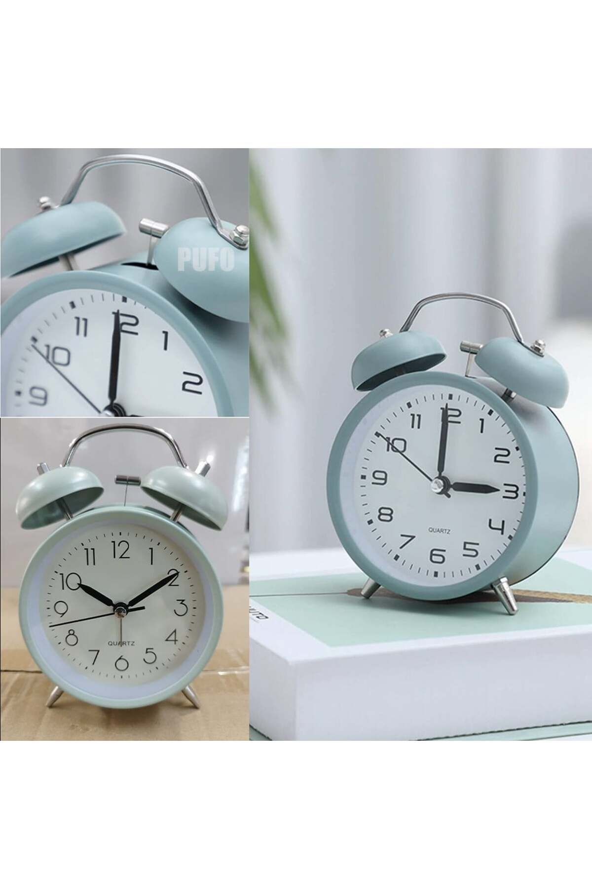 PUFO-Ceas deșteptător Twinkle cu buton de iluminare cadran, metalic, 15 cm, albastru 3