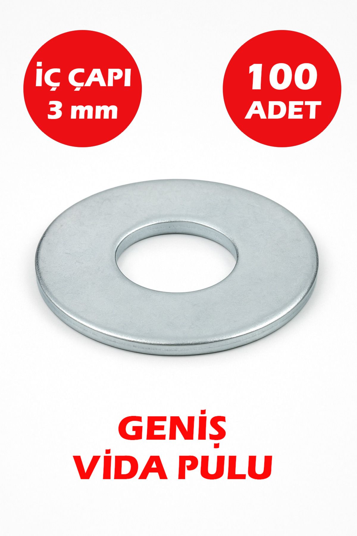 Şenzen 3 mm Delikli Geniş Pul 100 Adet