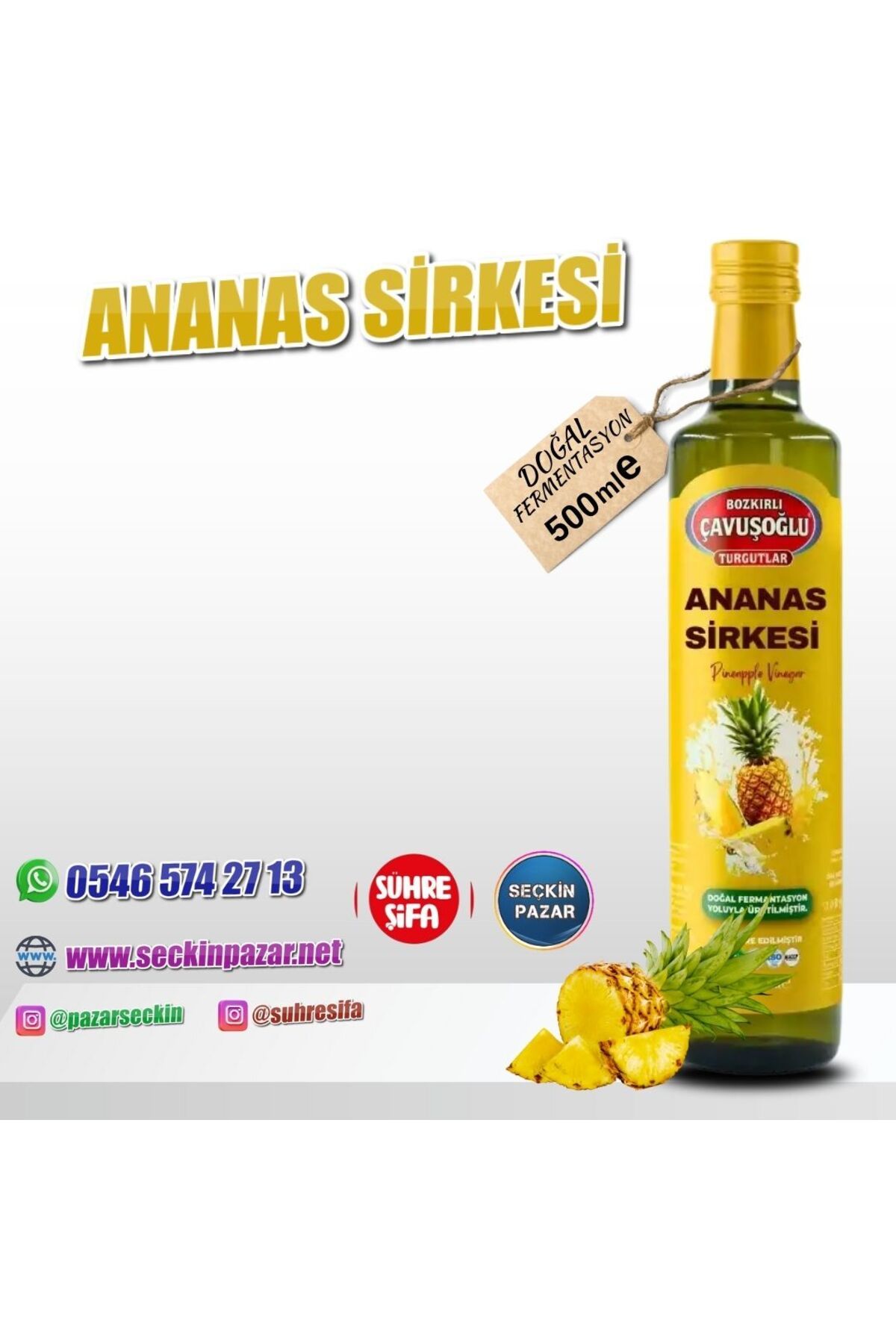 Bozkırlı Çavuşoğlu Sirke - 500ml Ananas