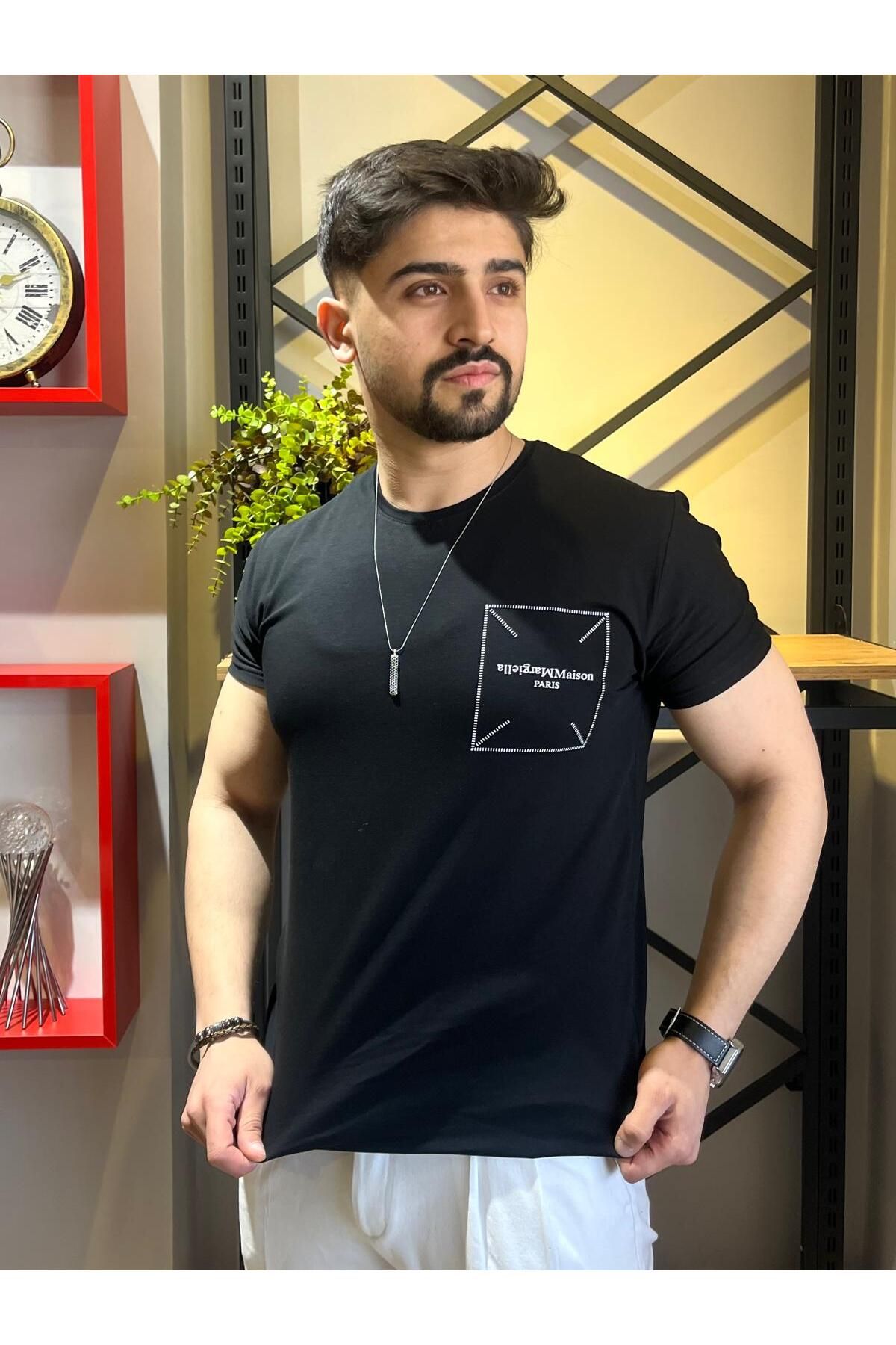 Butik Süprem Basic Ön Arka Baskı Siyah Tişört